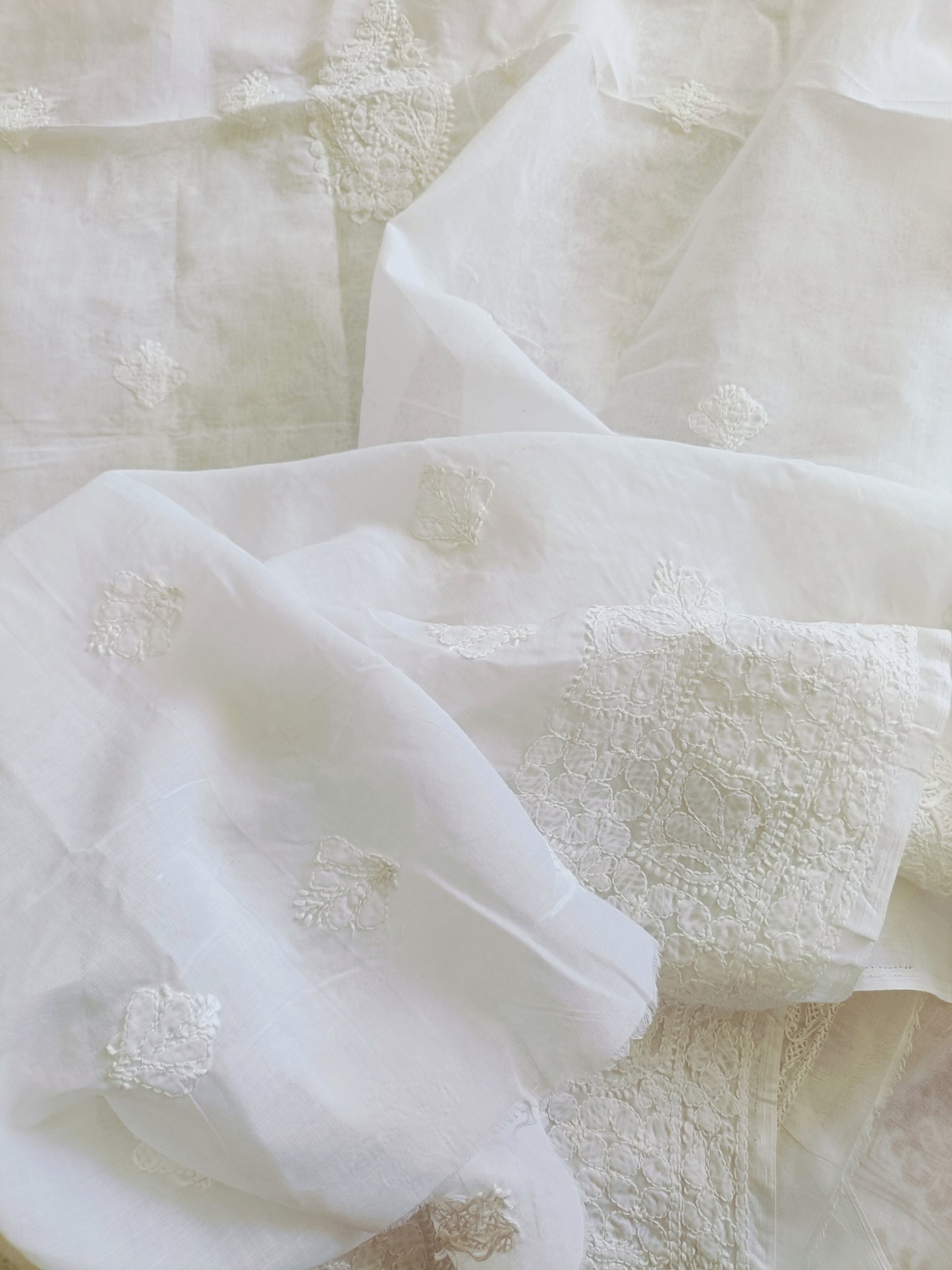 शीतप्रभा - Chikankari Cotton Apparel Kurta Fabric - Unstitched Apparel | Tags: Chikankari Kurta Fabric