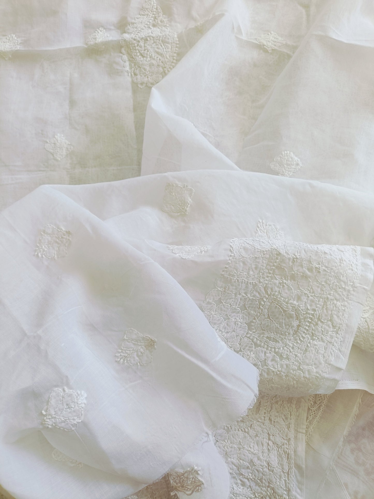 शीतप्रभा - Chikankari Cotton Apparel Kurta Fabric - Unstitched Apparel | Tags: Chikankari Kurta Fabric