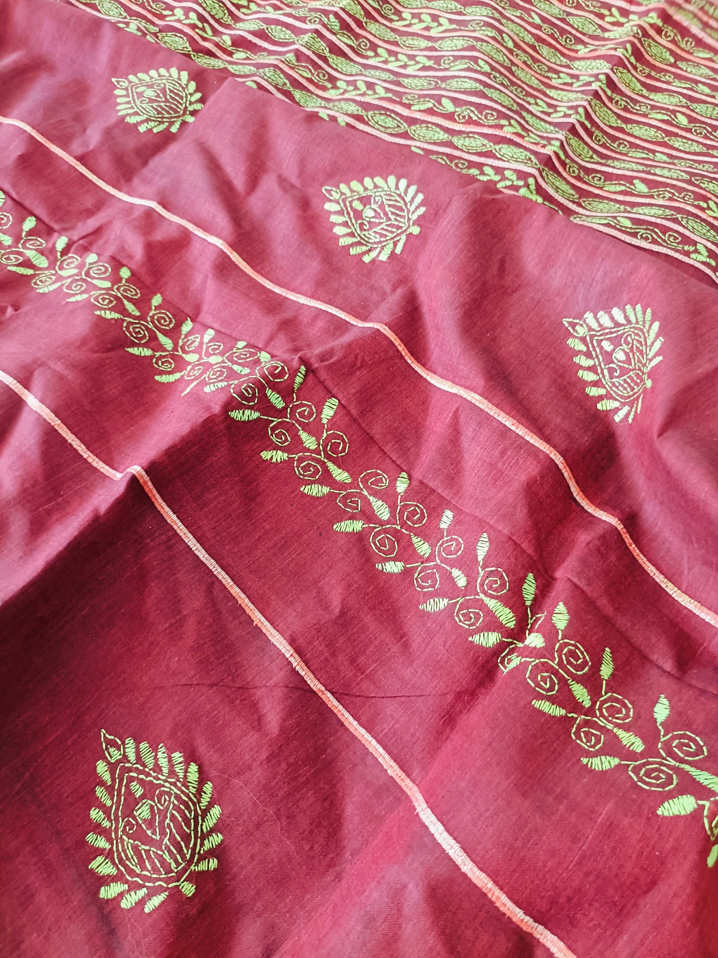 Handmade Kantha Stitch Khesh Cotton Saree