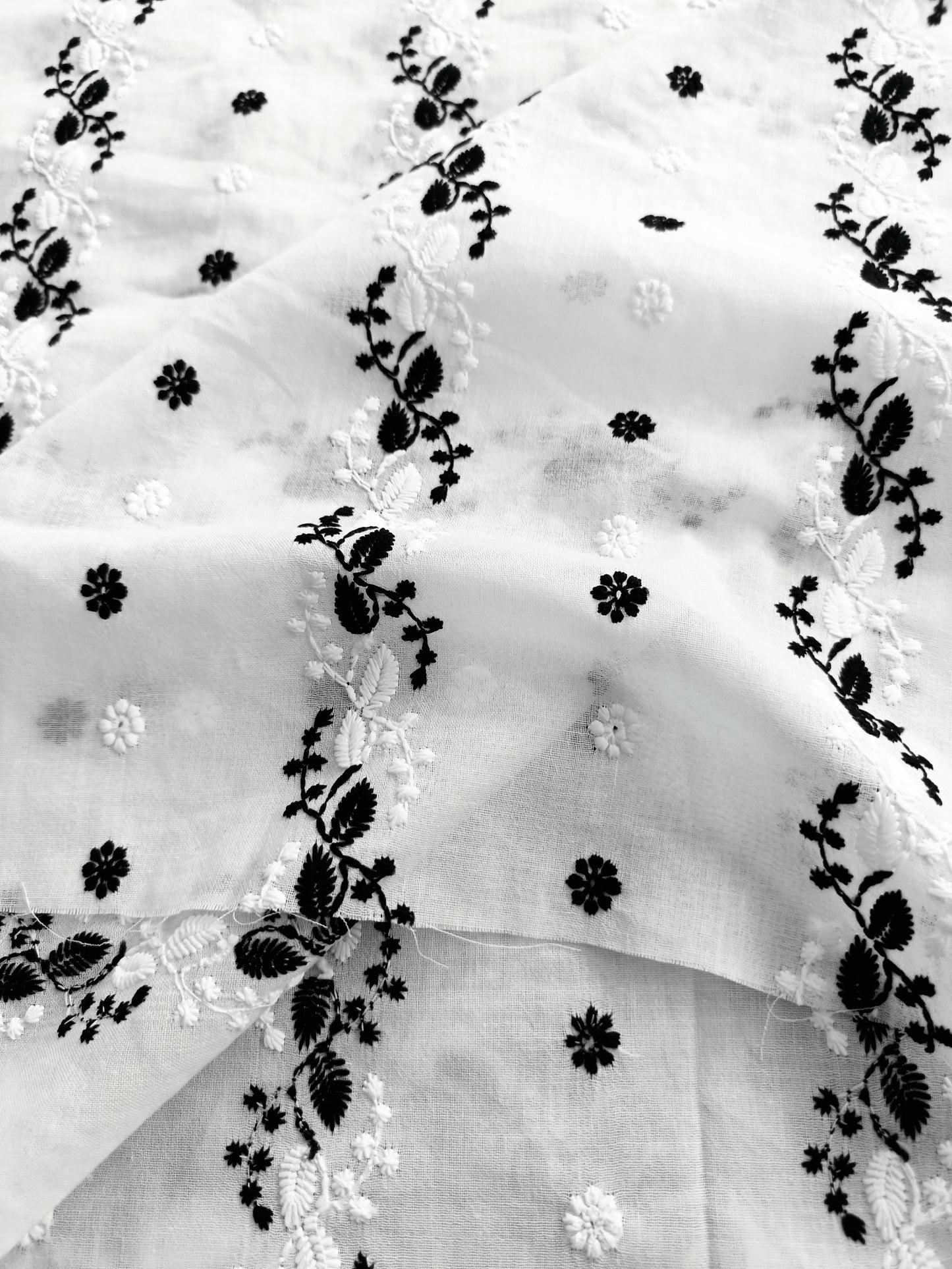 Cotton Kurta Apparel Fabric Chikankari Design Embroidery