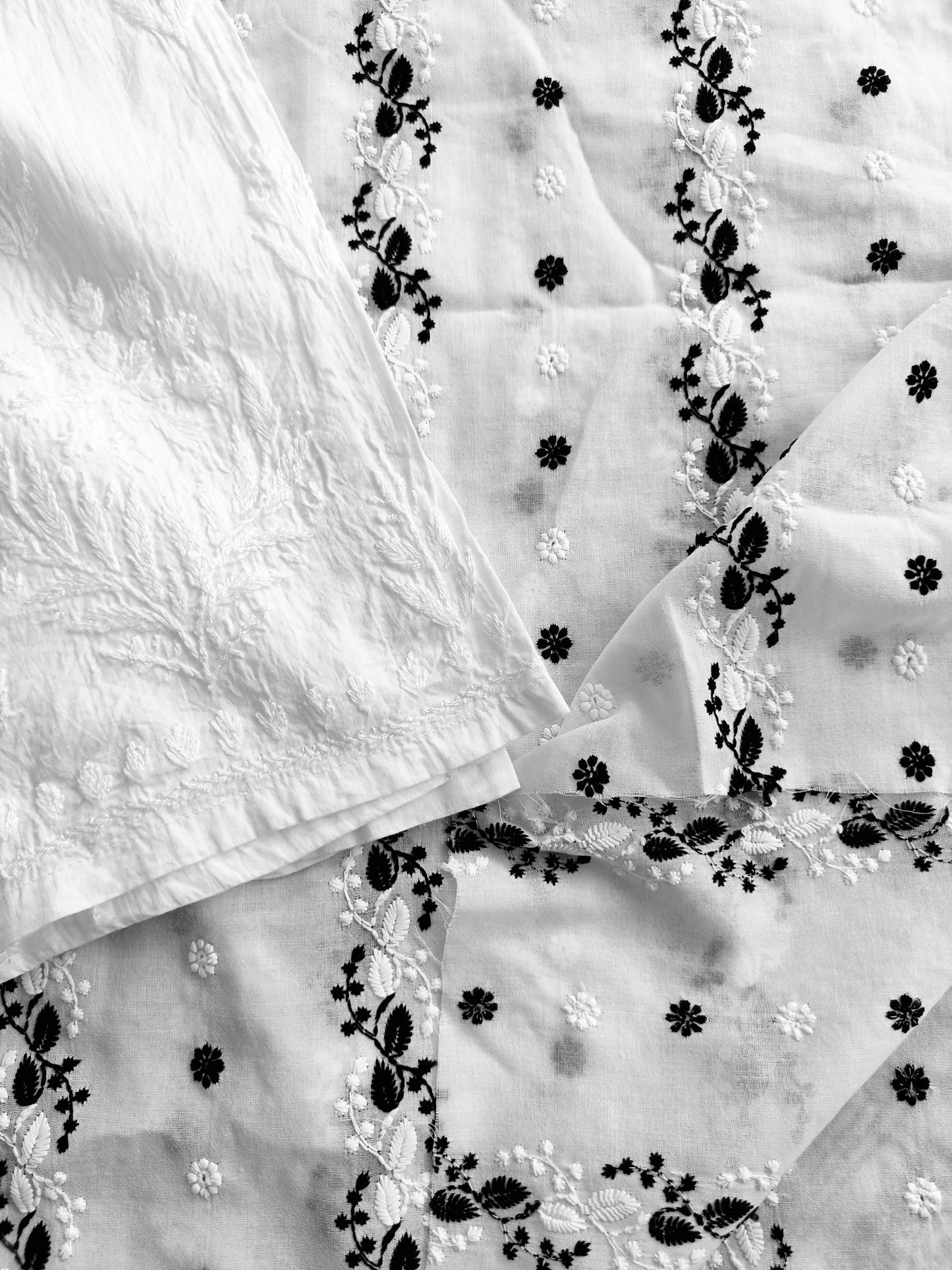 Cotton Kurta Apparel Fabric Chikankari Design Embroidery