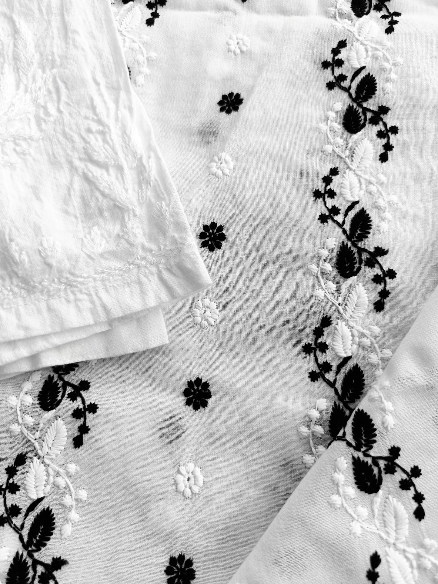 Cotton Kurta Apparel Fabric Chikankari Design Embroidery