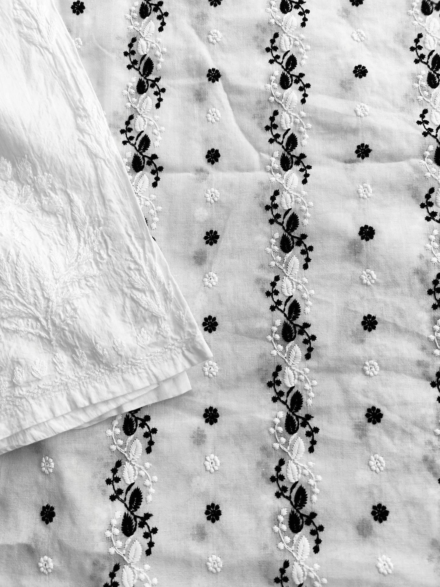 Cotton Kurta Apparel Fabric Chikankari Design Embroidery