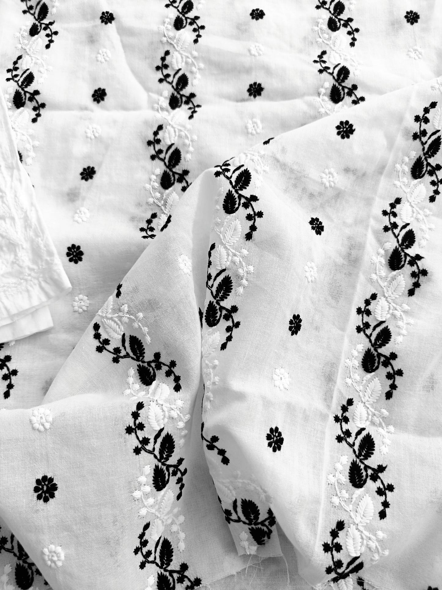 Cotton Kurta Apparel Fabric Chikankari Design Embroidery