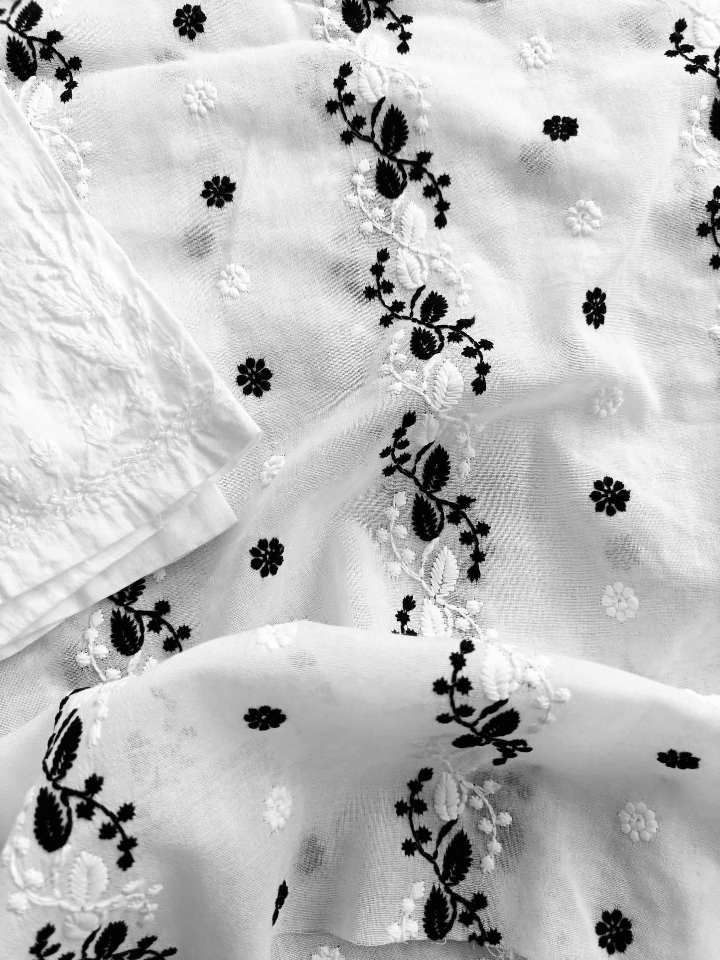 Cotton Kurta Apparel Fabric Chikankari Design Embroidery