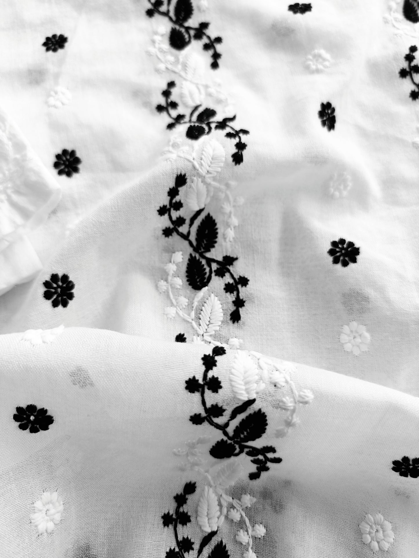 Cotton Kurta Apparel Fabric Chikankari Design Embroidery