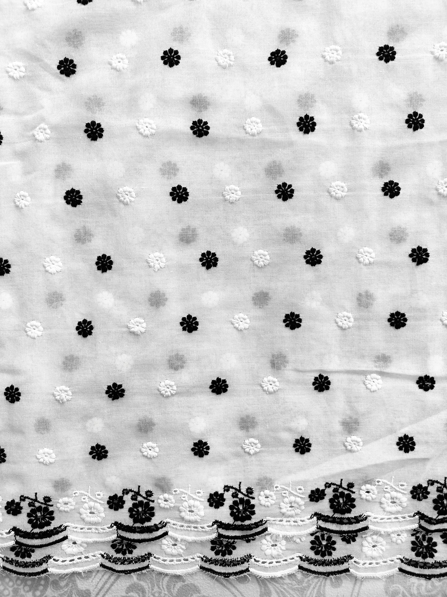 Cotton Kurta Apparel Fabric Chikankari Design Embroidery