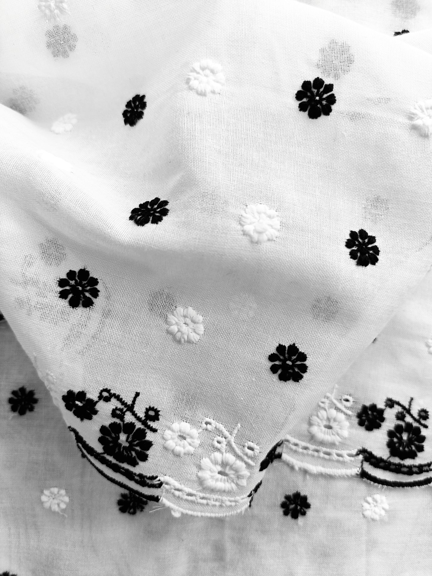Cotton Kurta Apparel Fabric Chikankari Design Embroidery