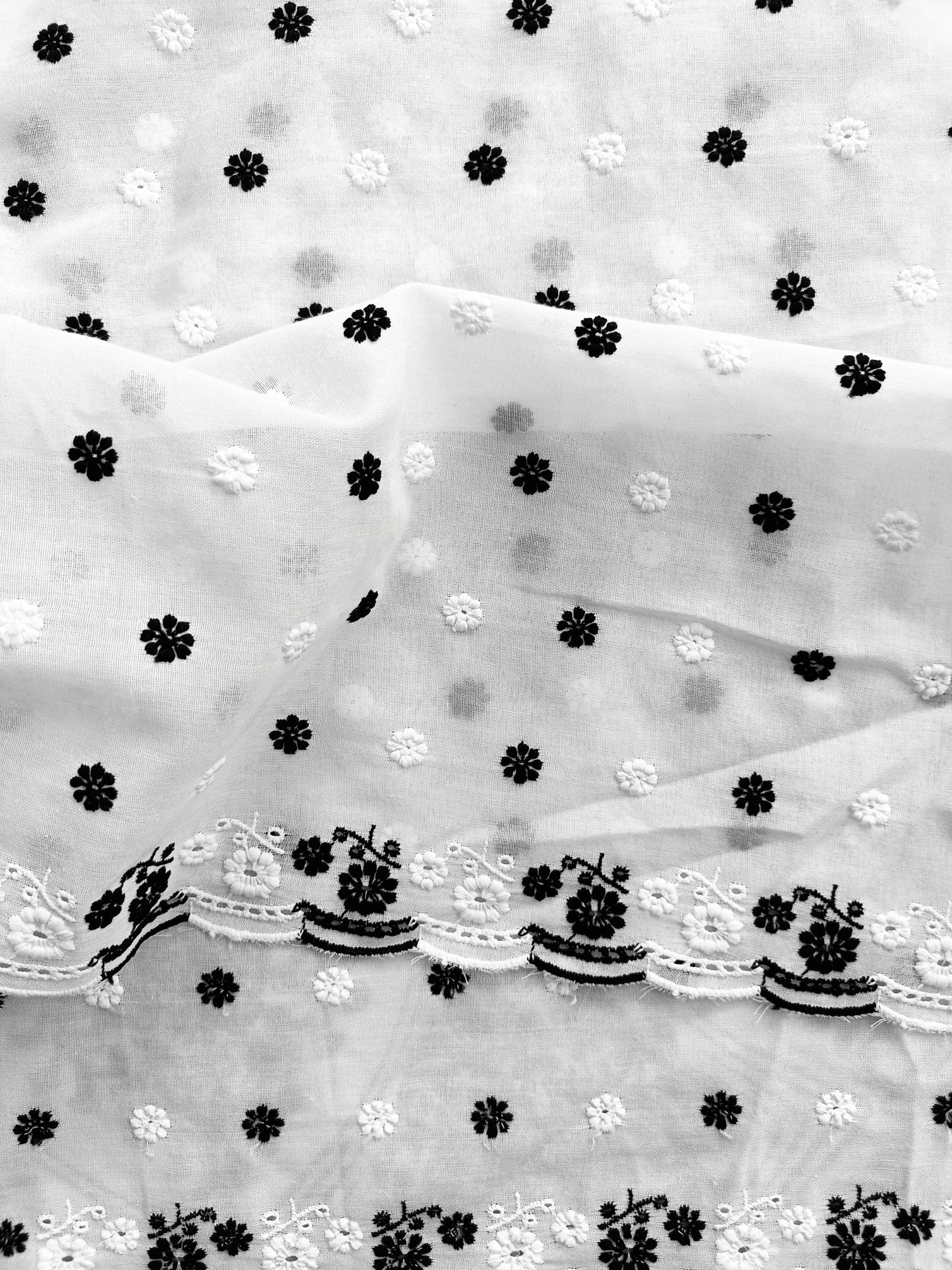 Cotton Kurta Apparel Fabric Chikankari Design Embroidery