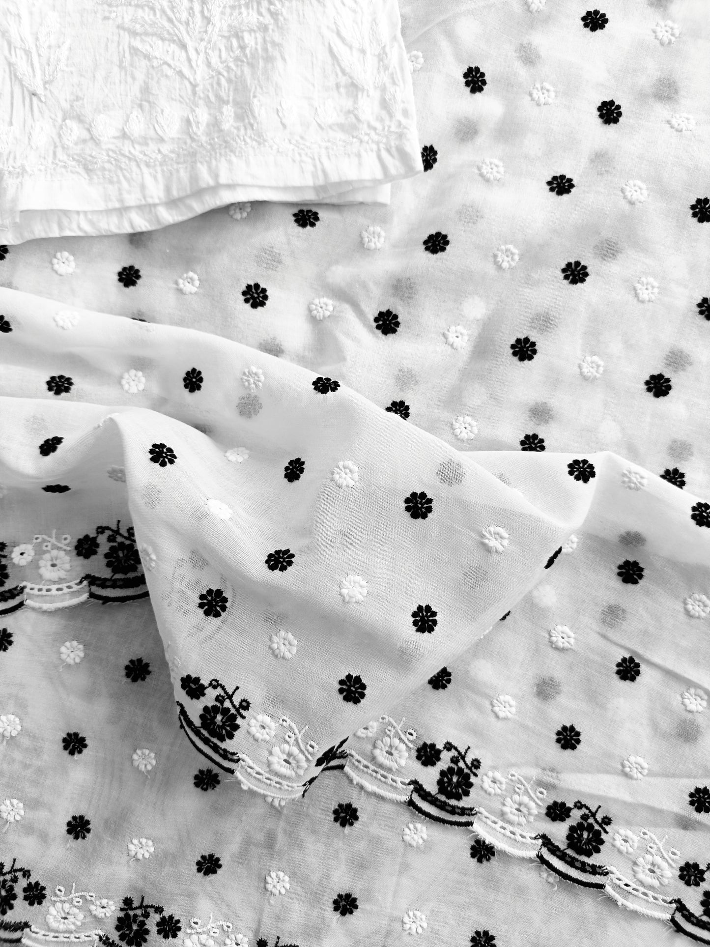 Cotton Kurta Apparel Fabric Chikankari Design Embroidery
