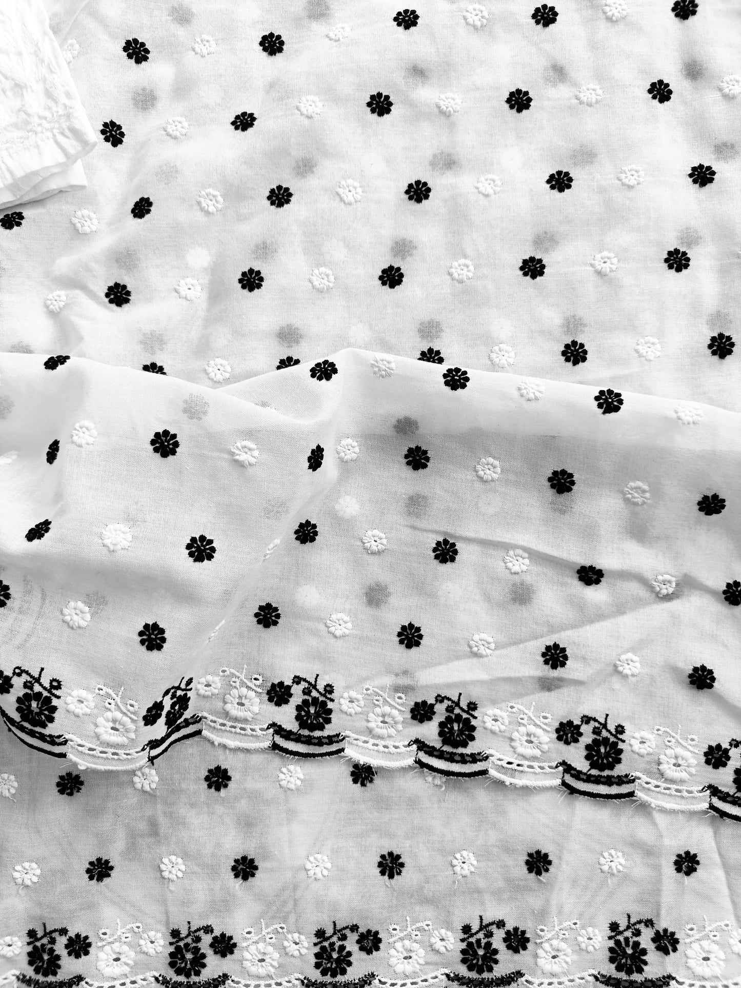 Cotton Kurta Apparel Fabric Chikankari Design Embroidery