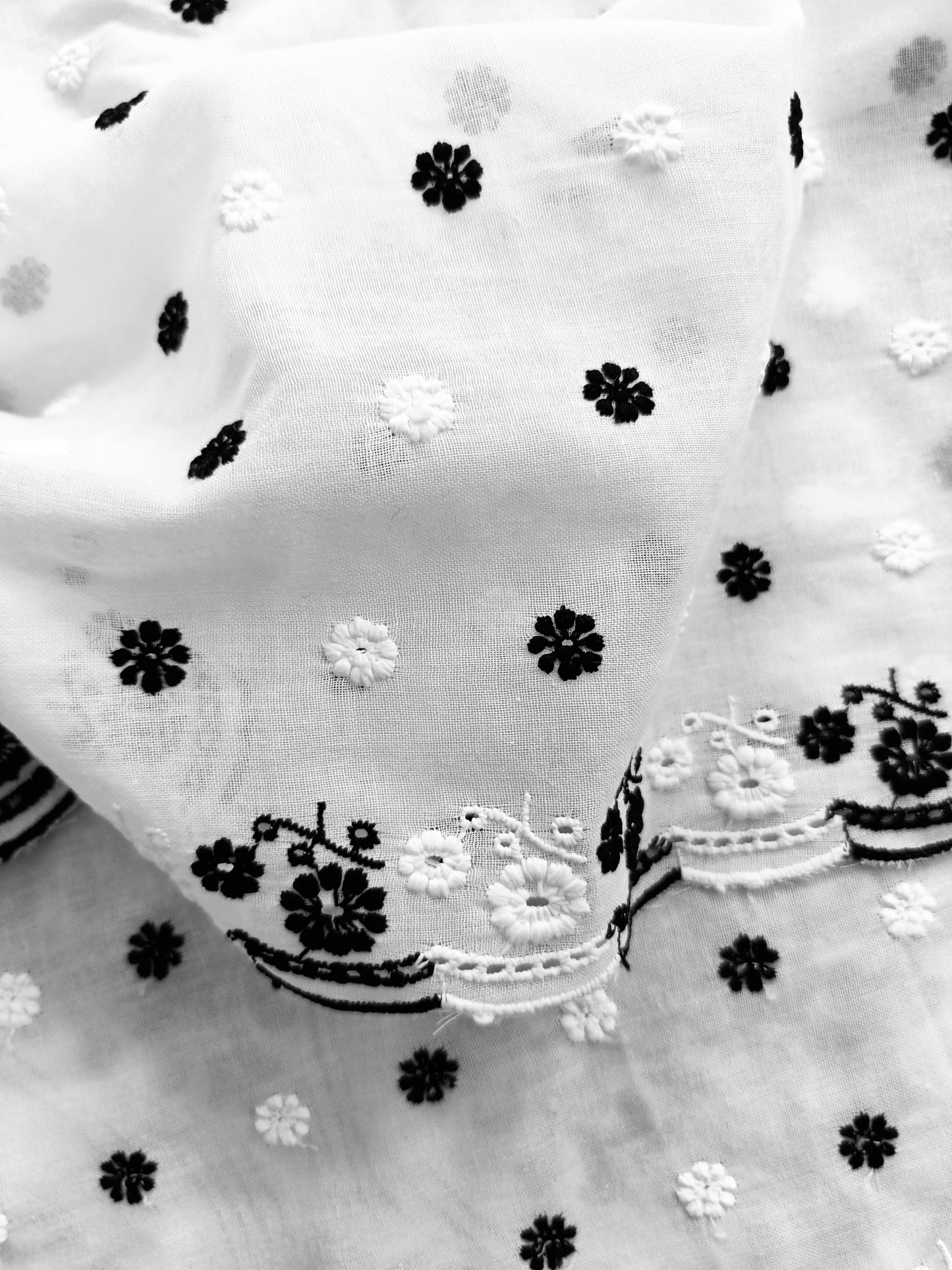 Cotton Kurta Apparel Fabric Chikankari Design Embroidery