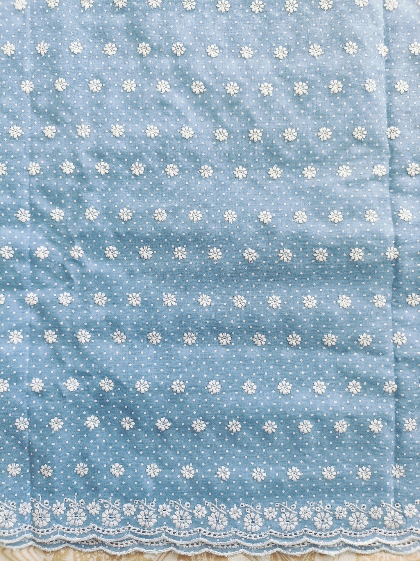 Cotton Kurta Apparel Fabric Chikankari Design Embroidery