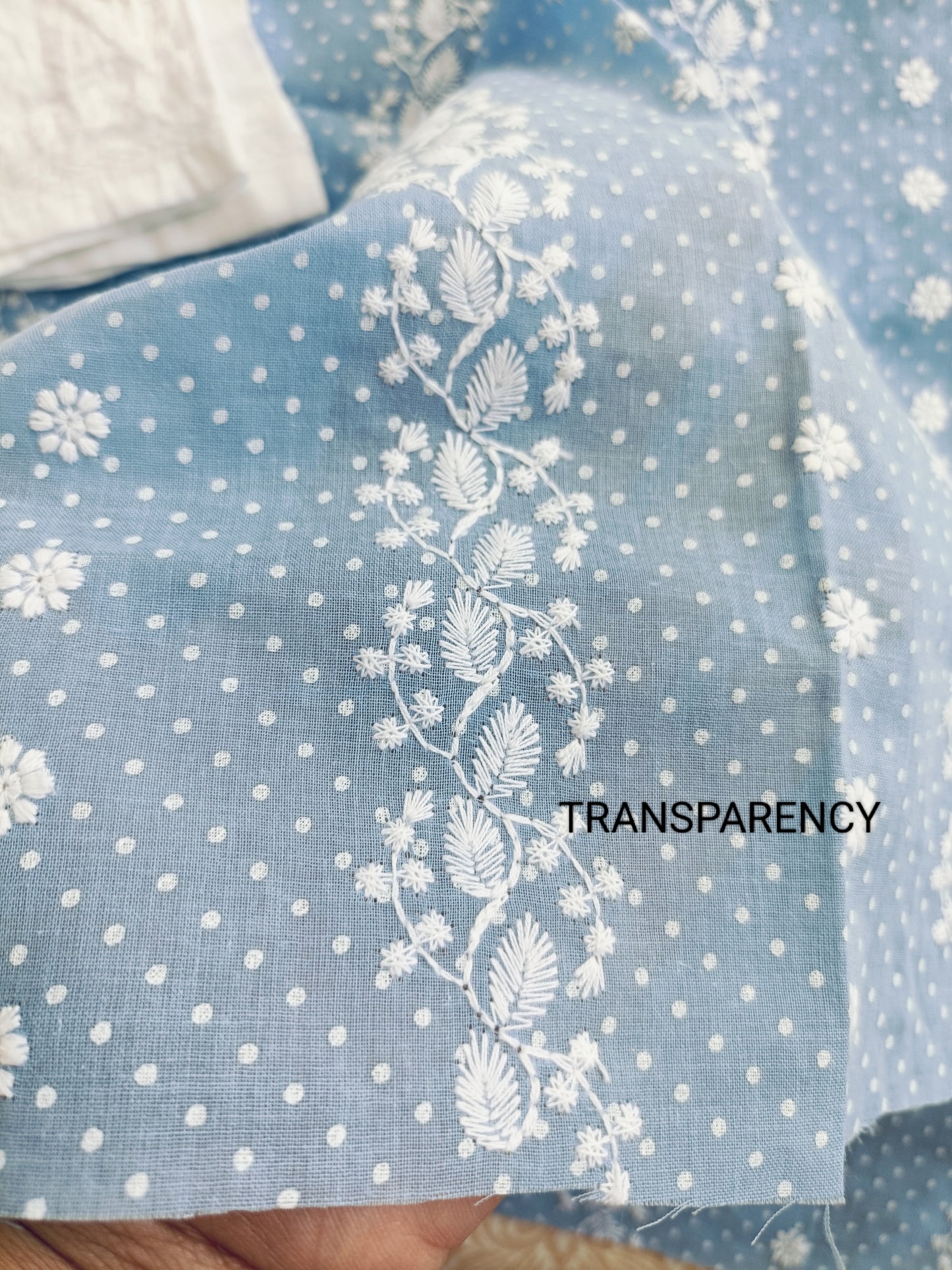 Cotton Kurta Apparel Fabric Chikankari Design Embroidery
