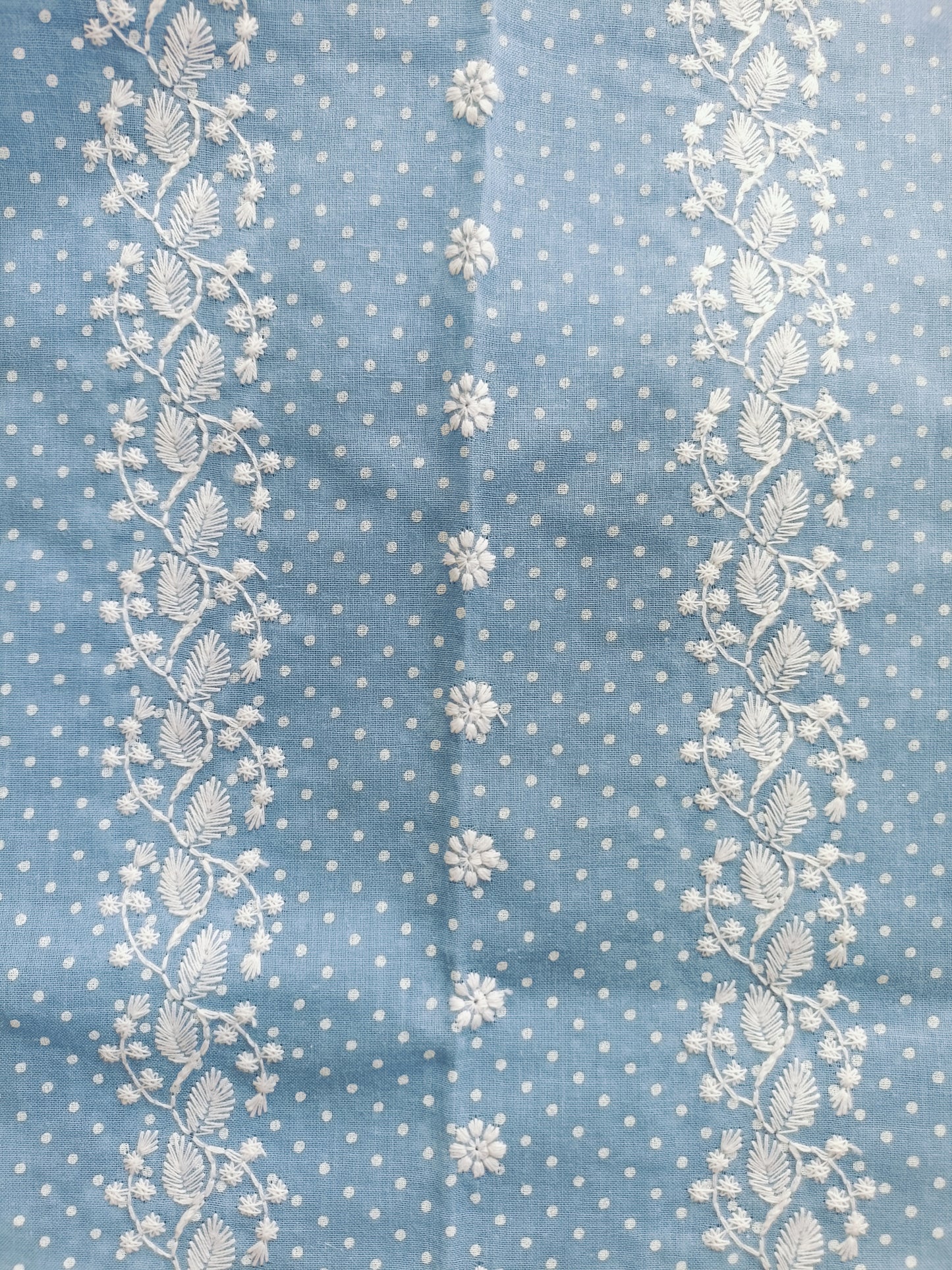 Cotton Kurta Apparel Fabric Chikankari Design Embroidery