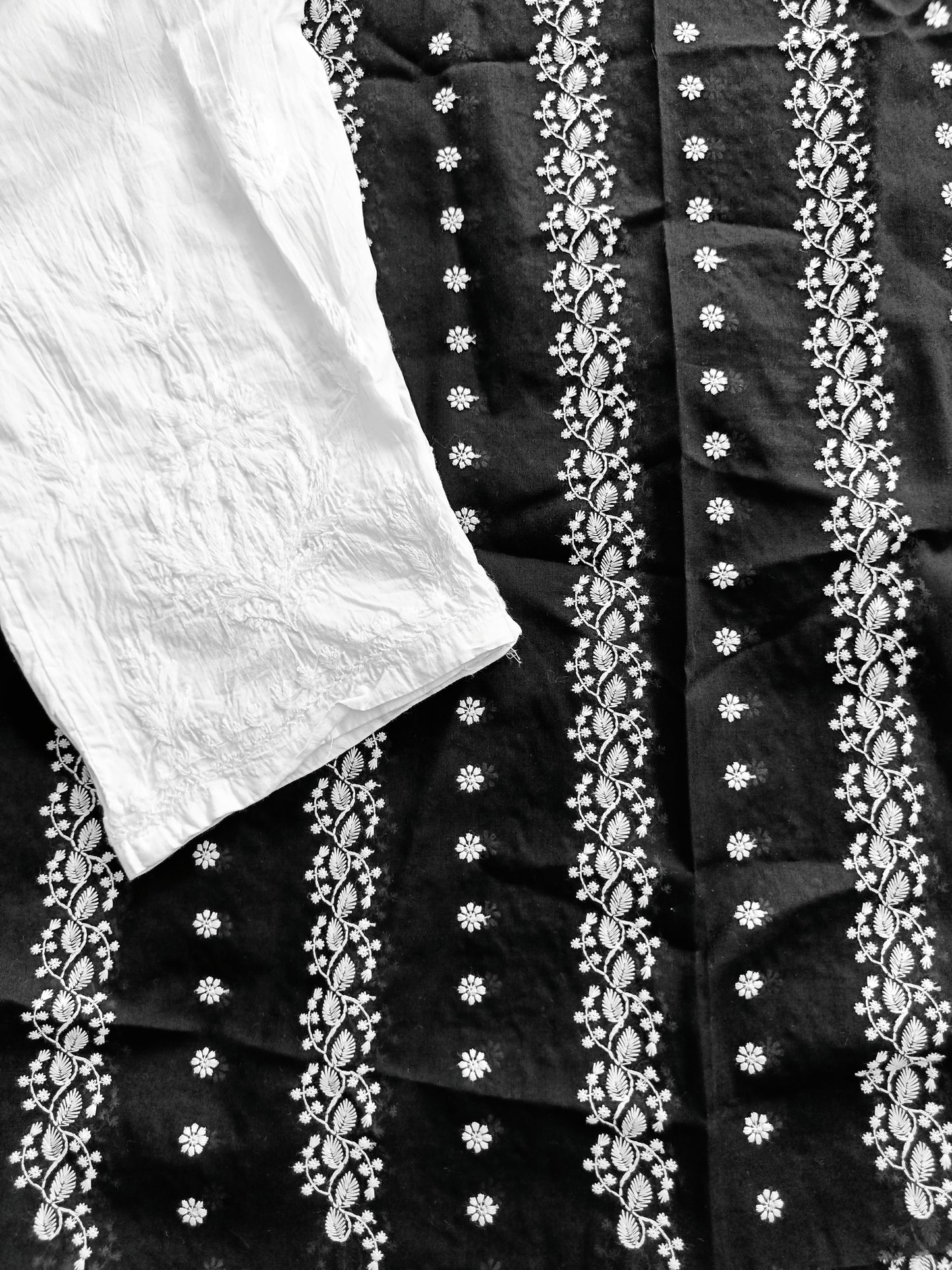 Cotton Kurta Apparel Fabric Chikankari Design Embroidery