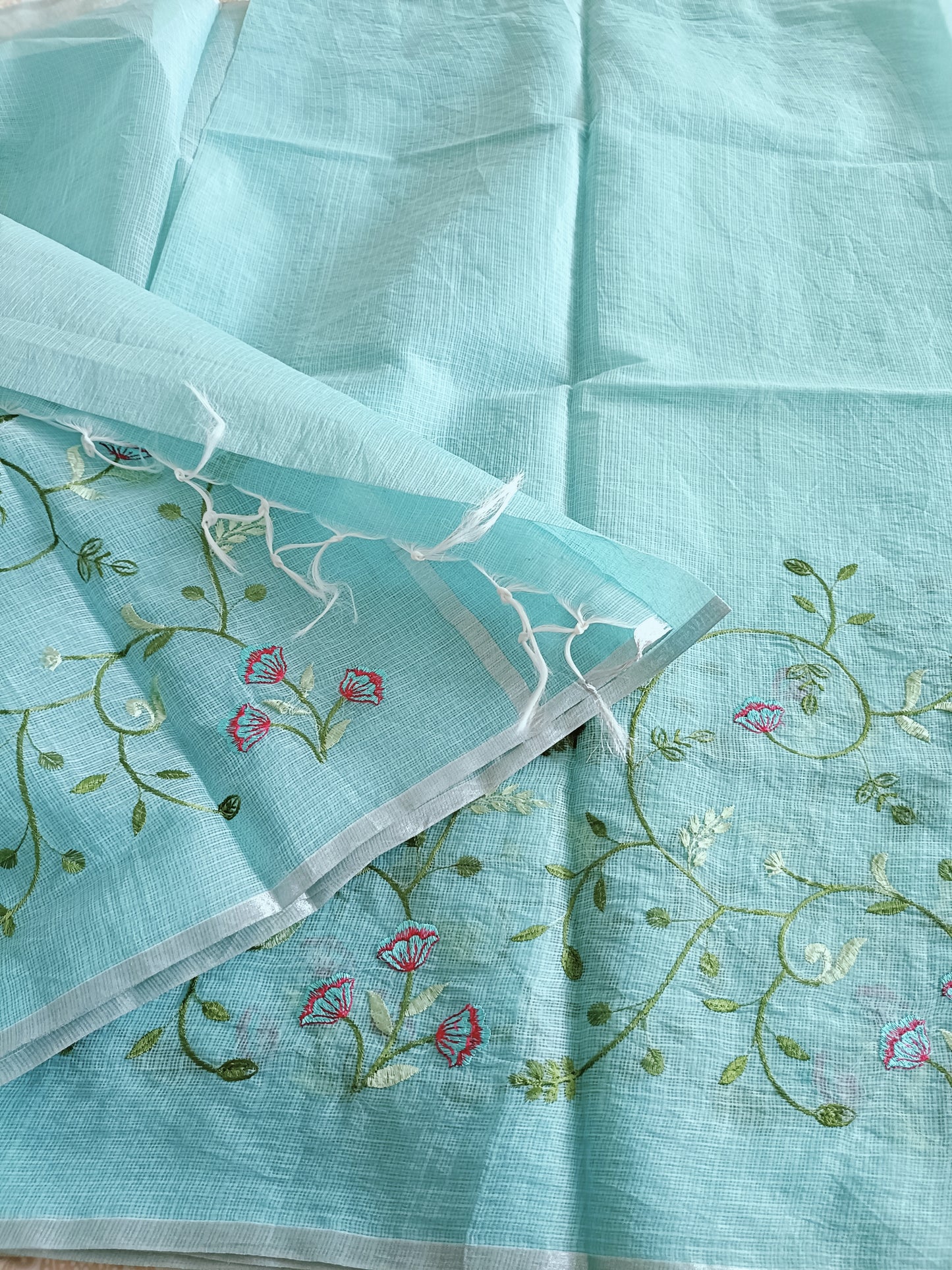 Kota Doria Embroidery Saree
