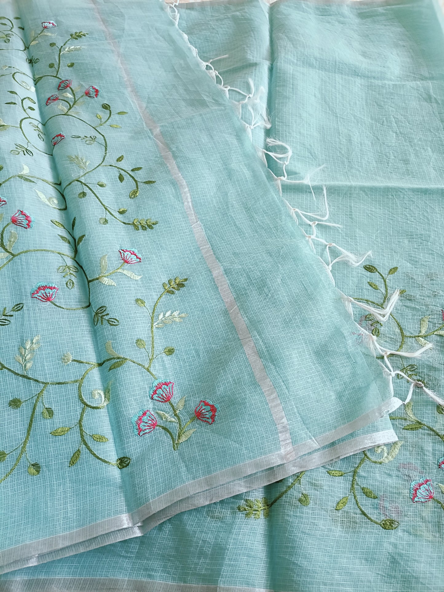 Kota Doria Embroidery Saree