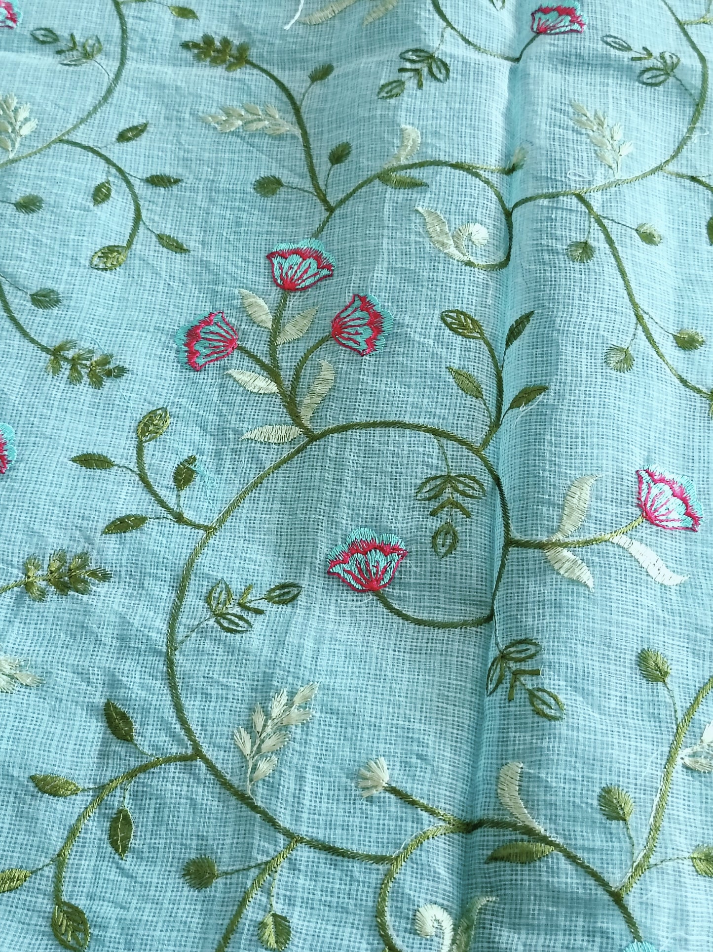 Kota Doria Embroidery Saree
