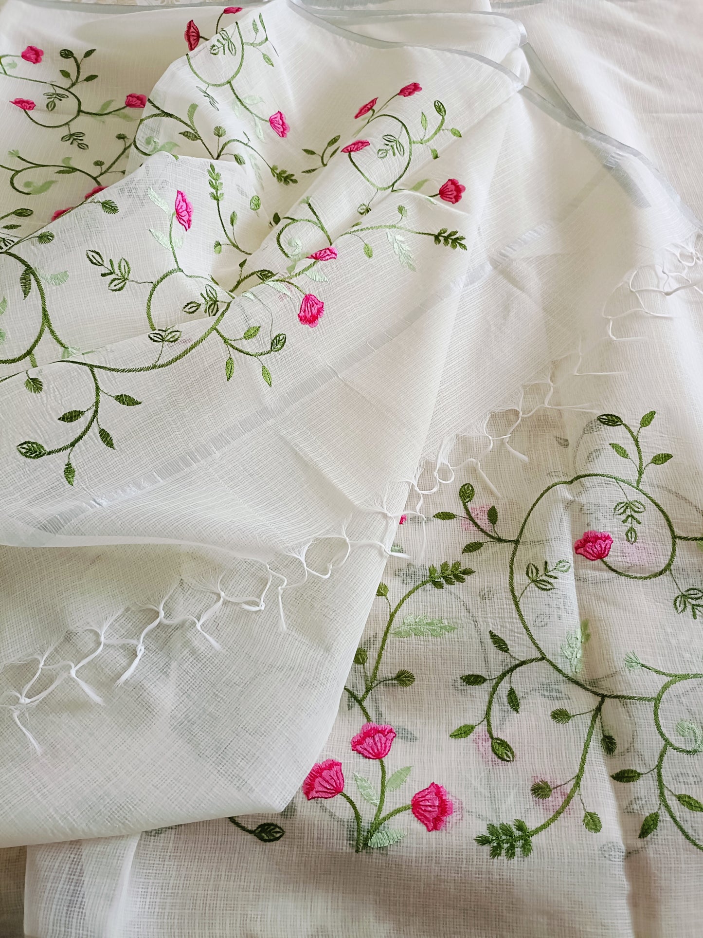 Kota Doria Embroidery Saree