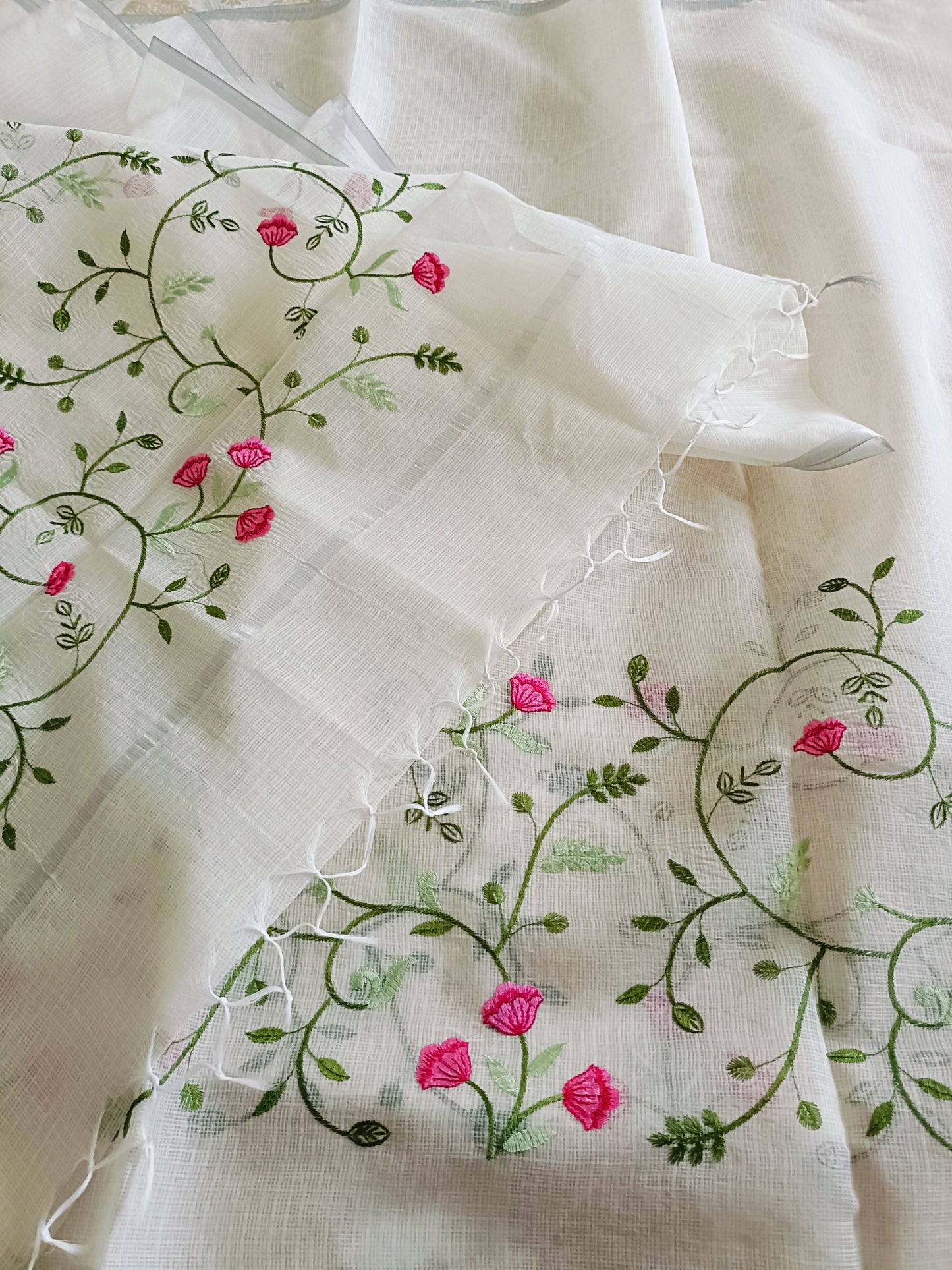 Kota Doria Embroidery Saree