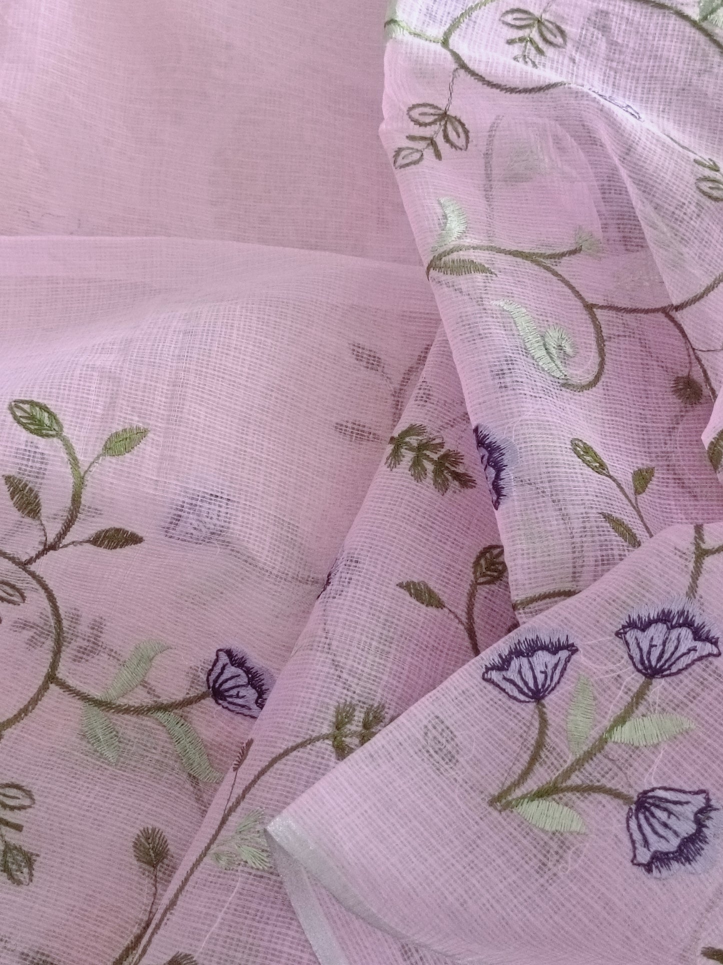 Kota Doria Embroidery Saree
