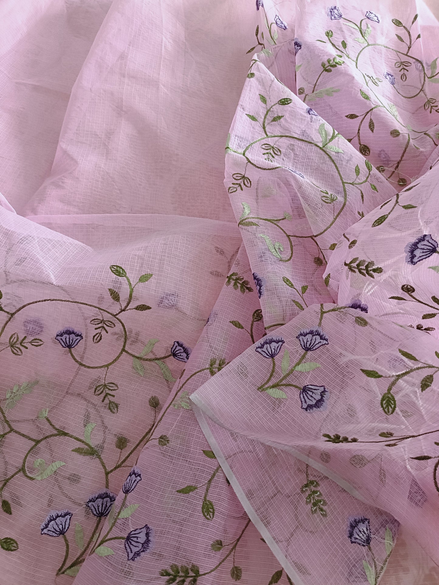 Kota Doria Embroidery Saree