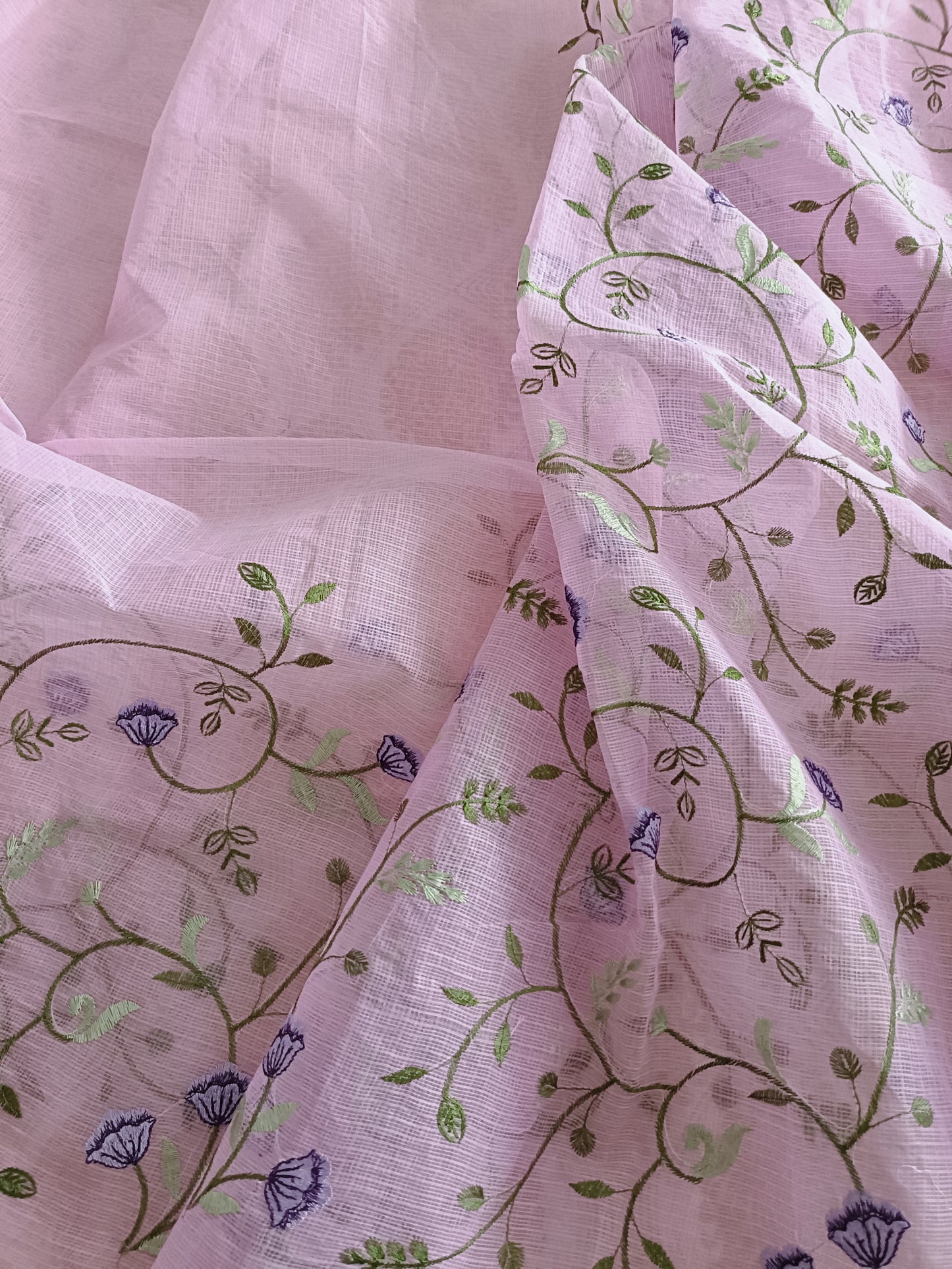Kota Doria Embroidery Saree