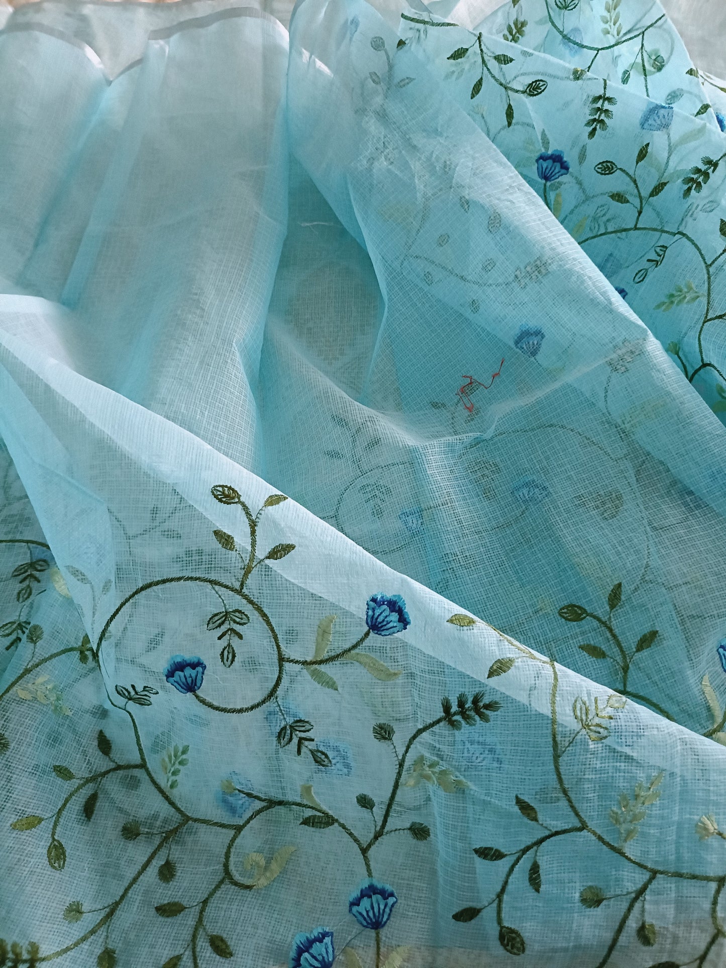Kota Doria Embroidery Saree