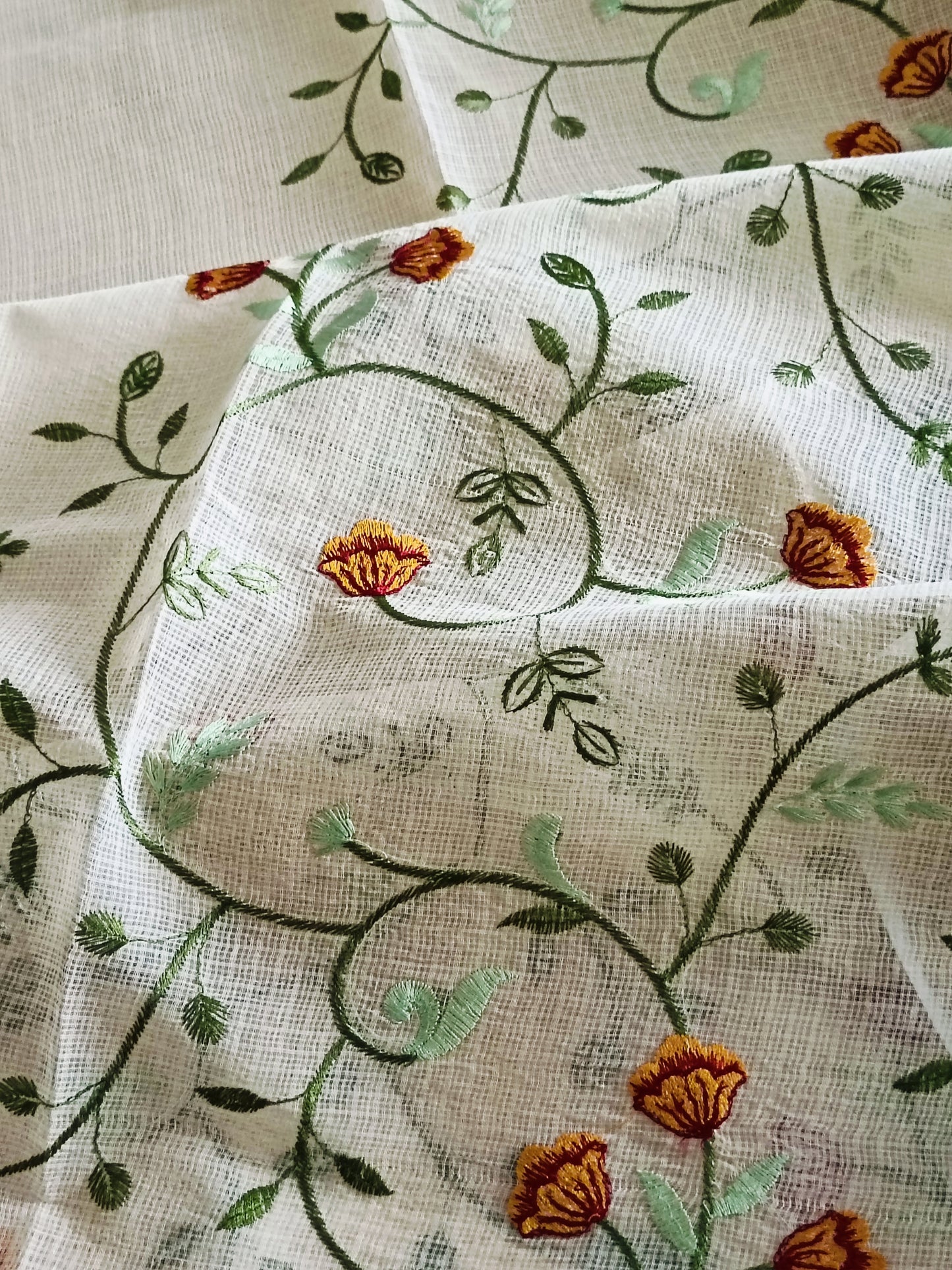 Kota Doria Embroidery Saree