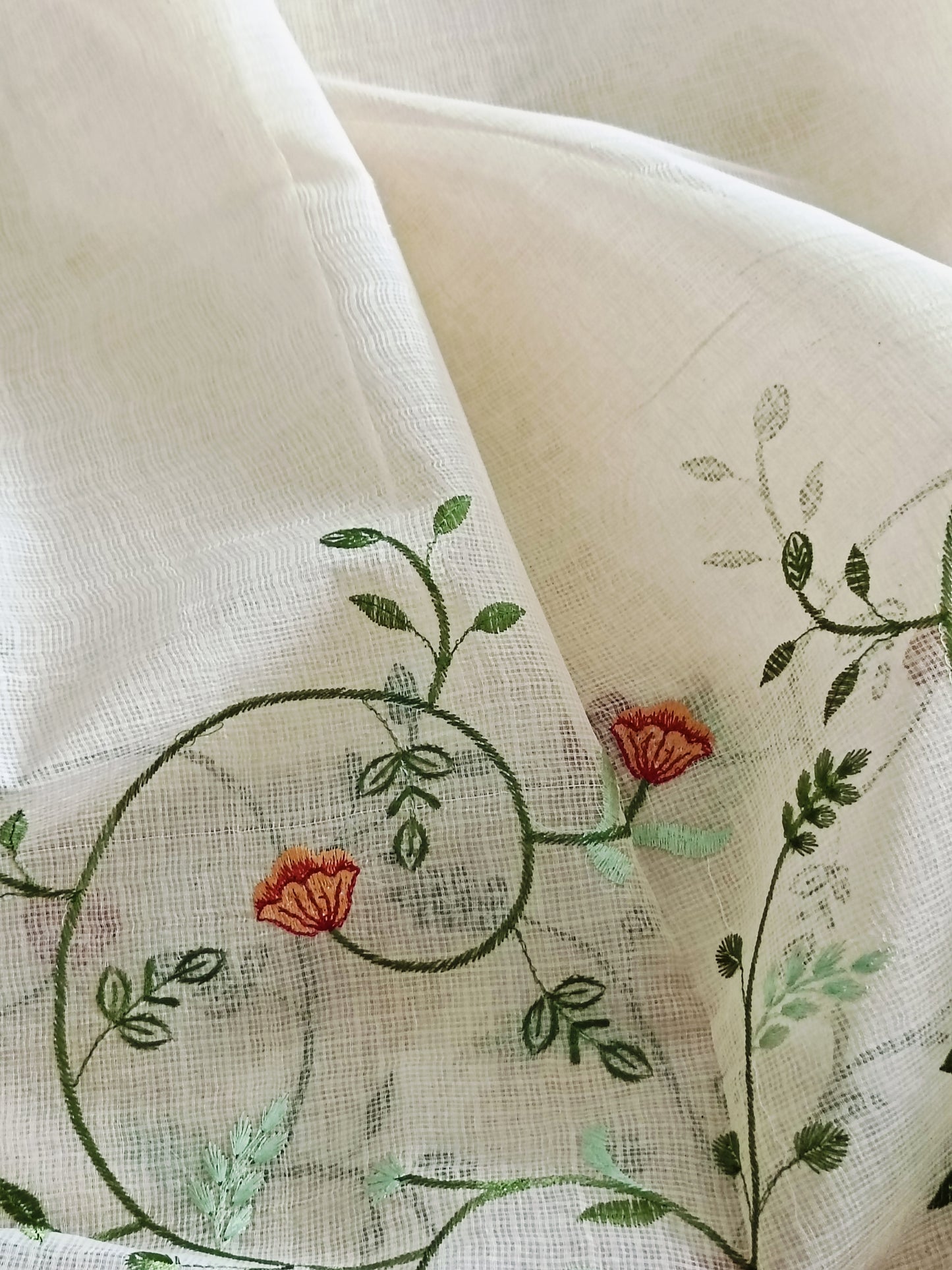 Kota Doria Embroidery Saree