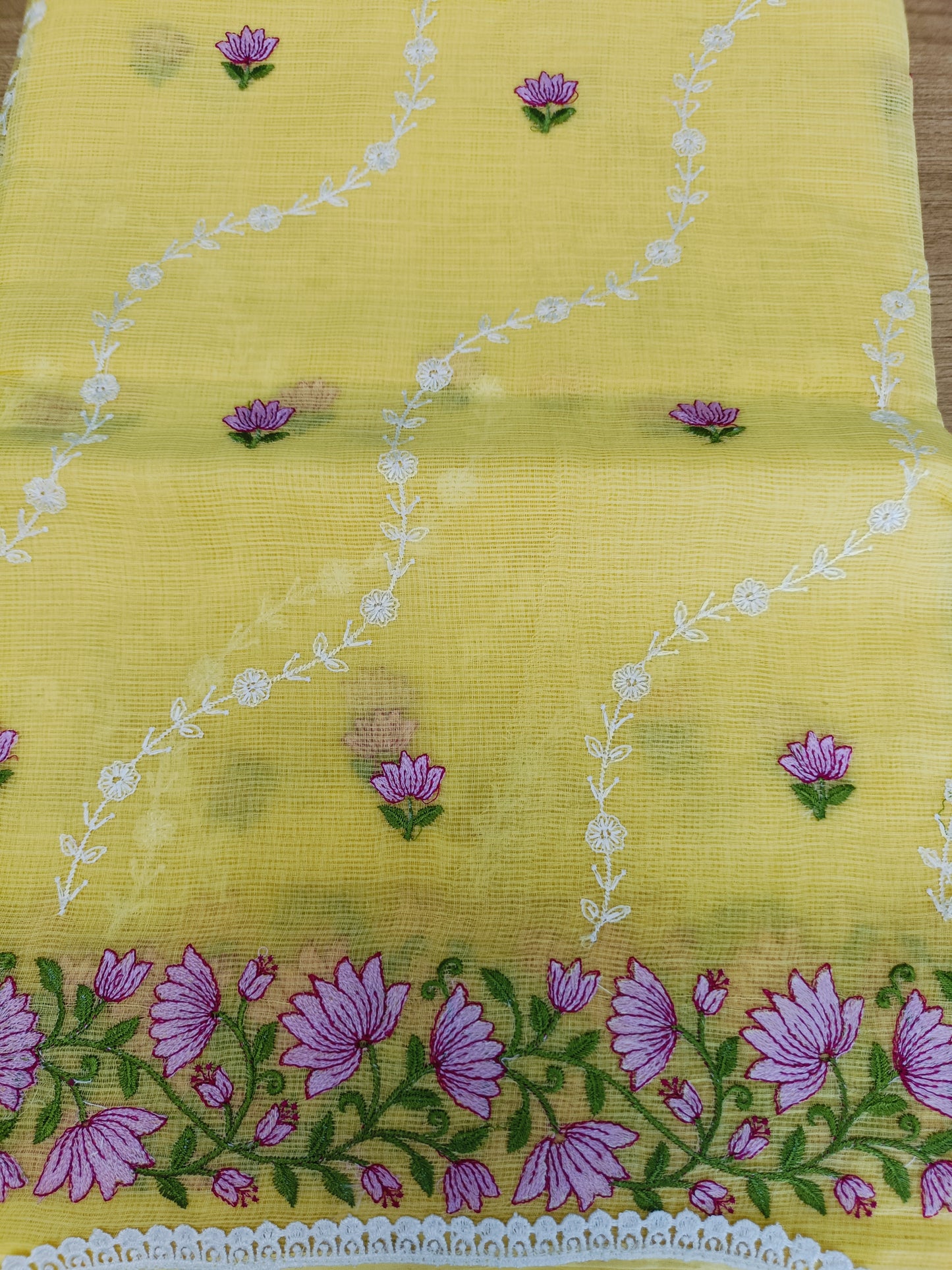 मधुपर्णा - Pure Cotton Kota Doria Saree - Sunshine in six yards