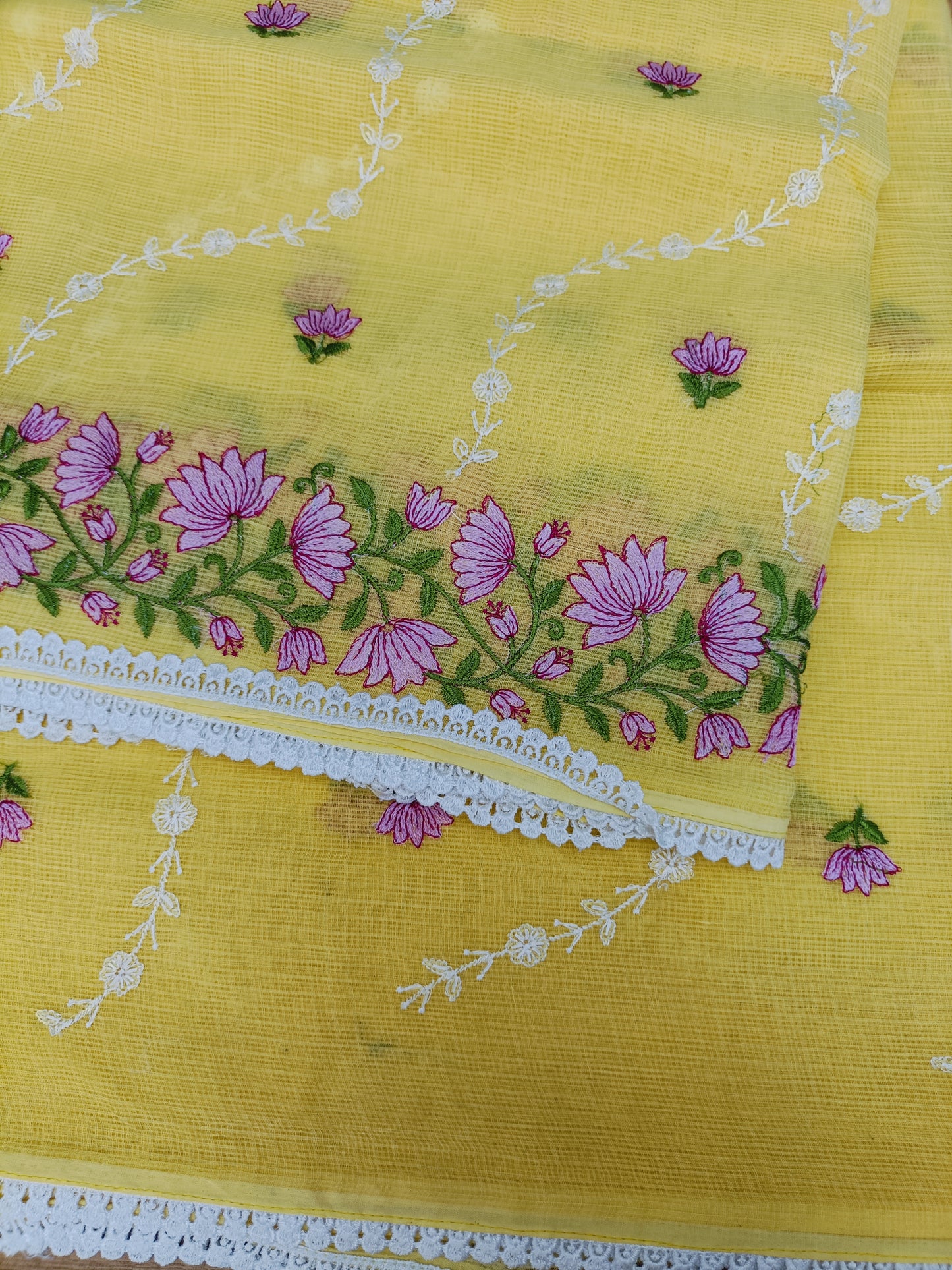 मधुपर्णा - Pure Cotton Kota Doria Saree - Sunshine in six yards