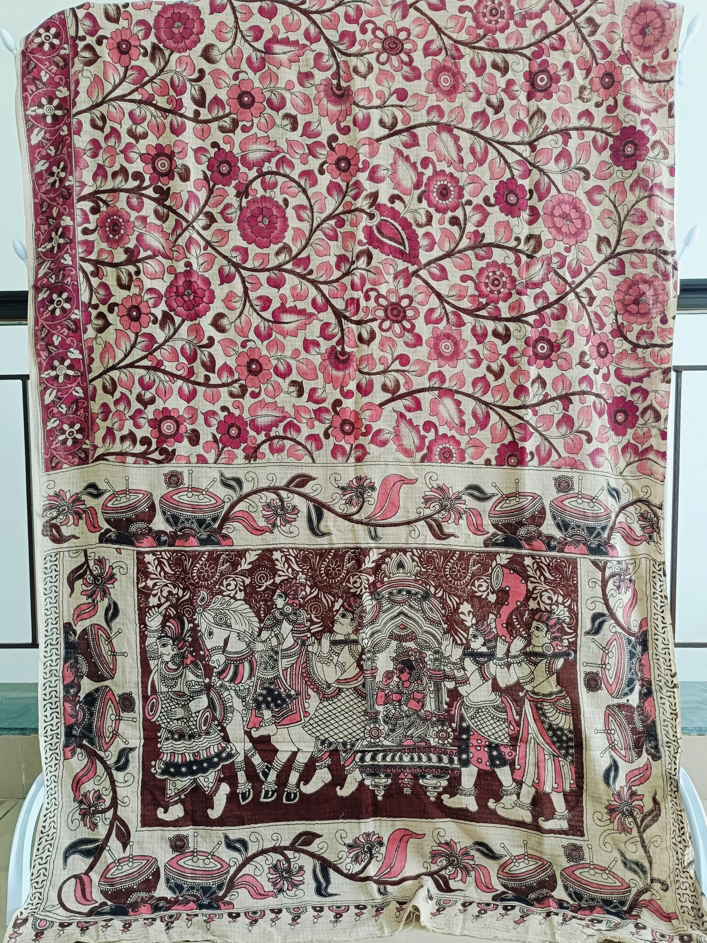 द्रौपदी - Pure Kota Handloom Cotton Handcrafted Kalamkari Saree