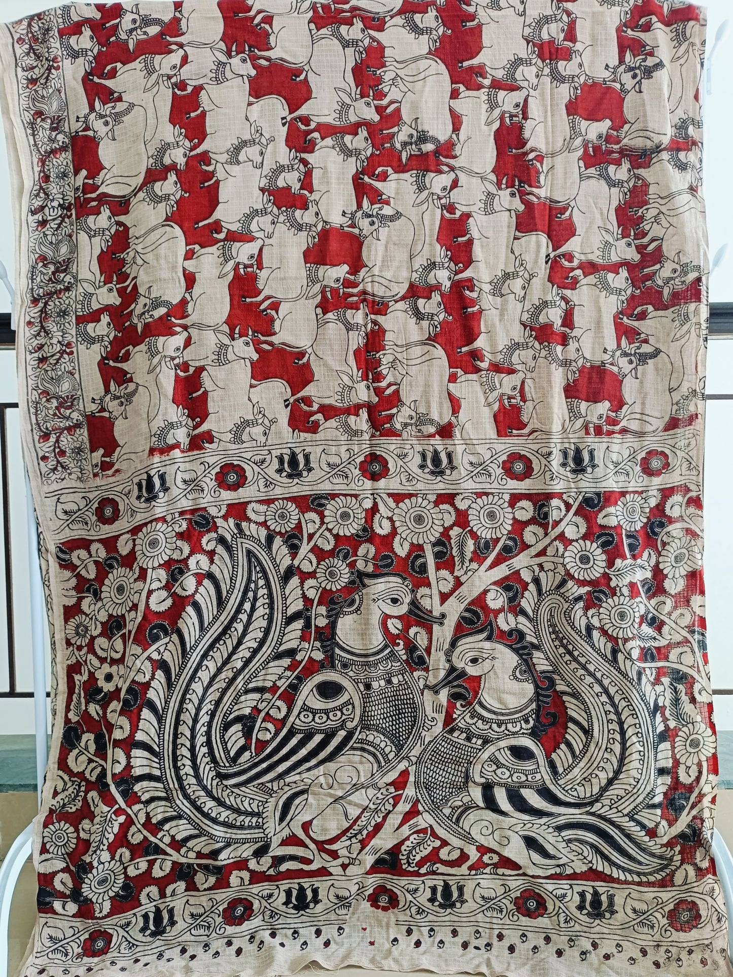 सत्यभामा - Pure Kota Handloom Cotton Handcrafted Kalamkari Saree