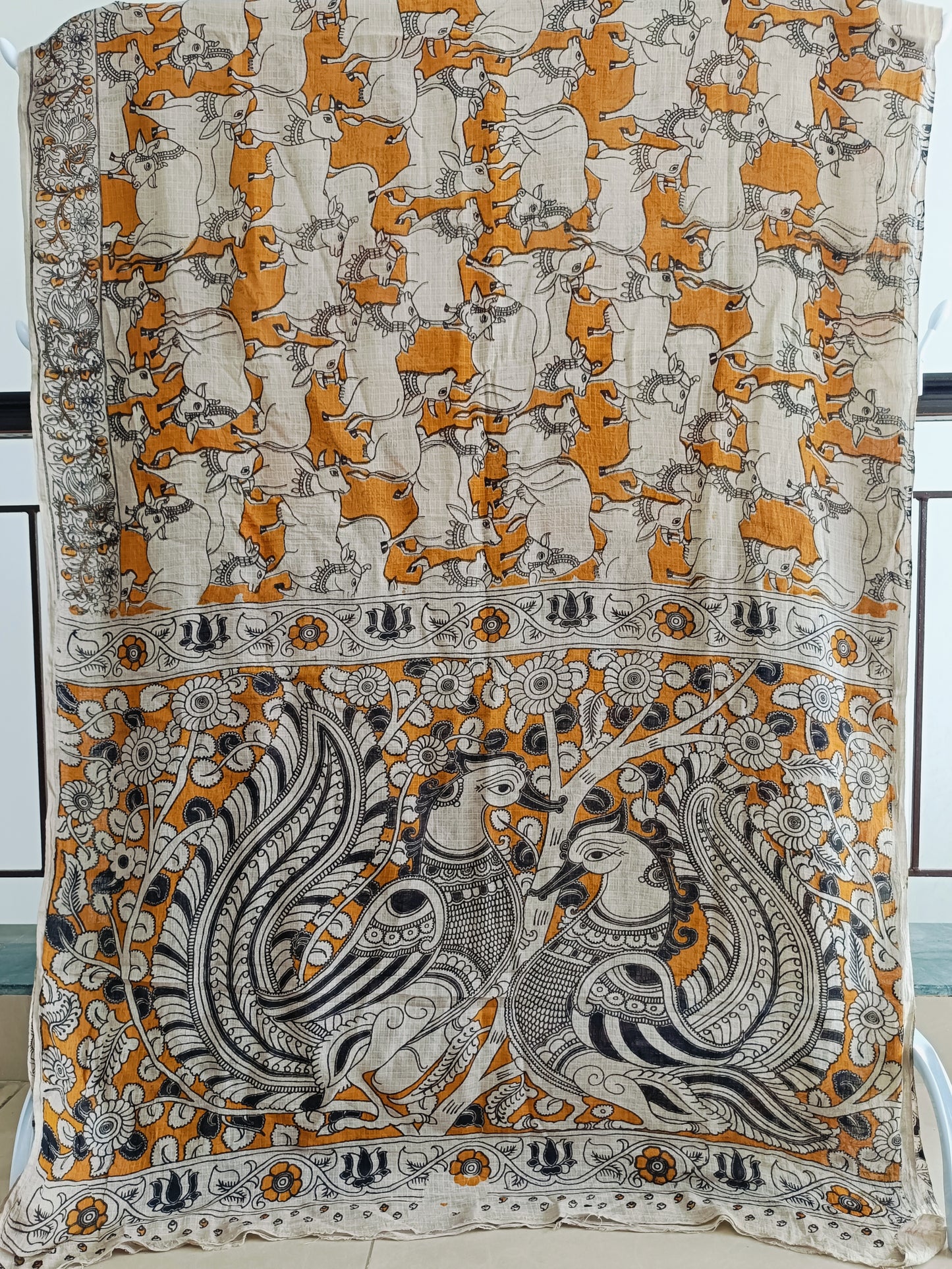 रुक्मिणी - Pure Kota Handloom Cotton Handcrafted Kalamkari Sareel