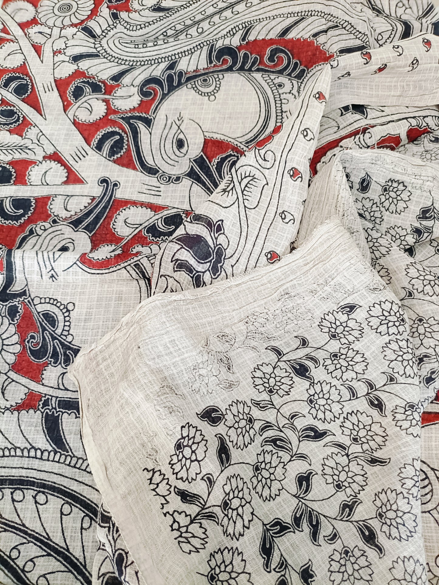कलामिनी - Pure Kota Handloom Cotton Handcrafted Kalamkari Saree