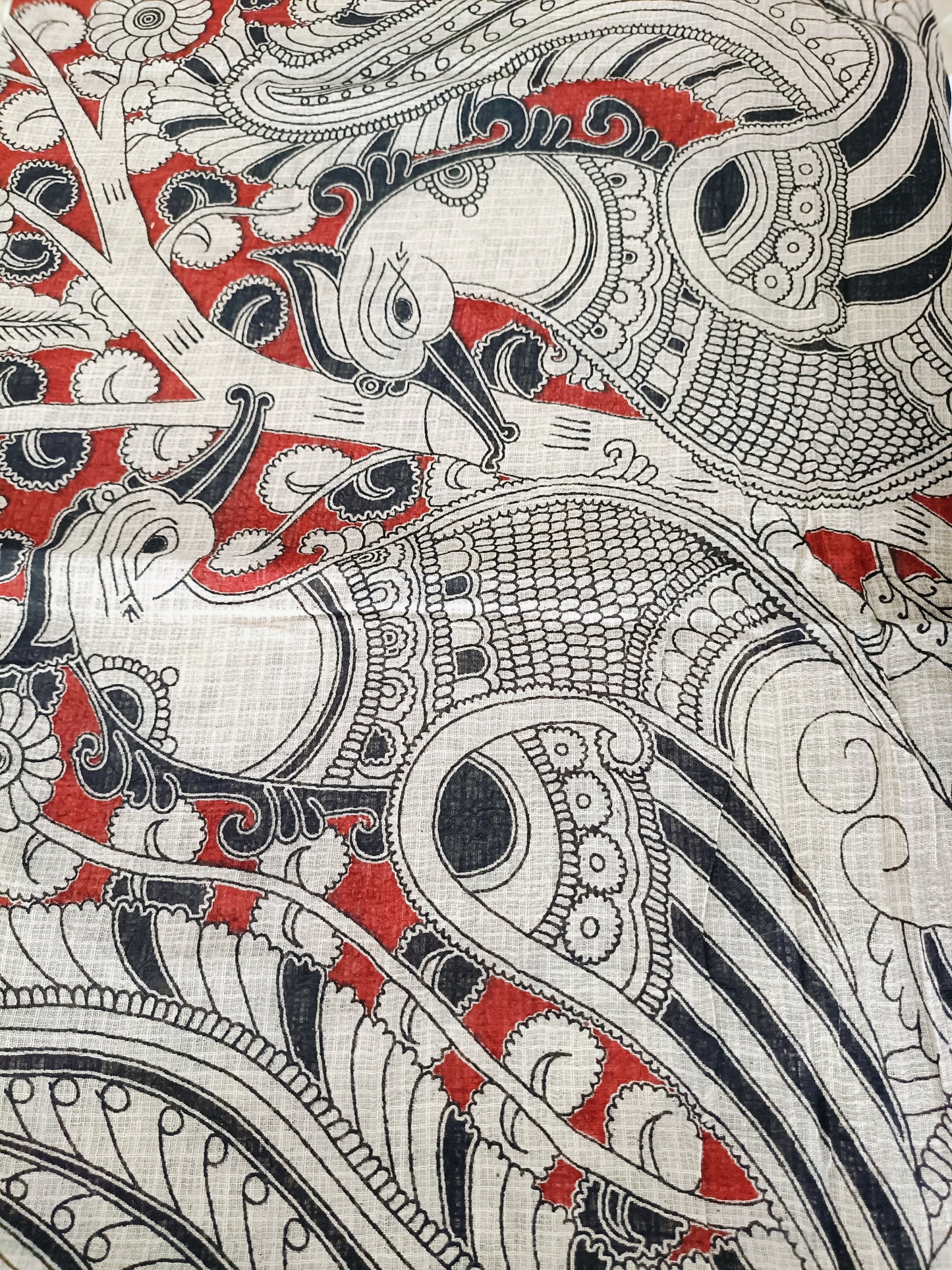 वसुधा - Pure Kota Handloom Cotton Handcrafted Kalamkari Saree
