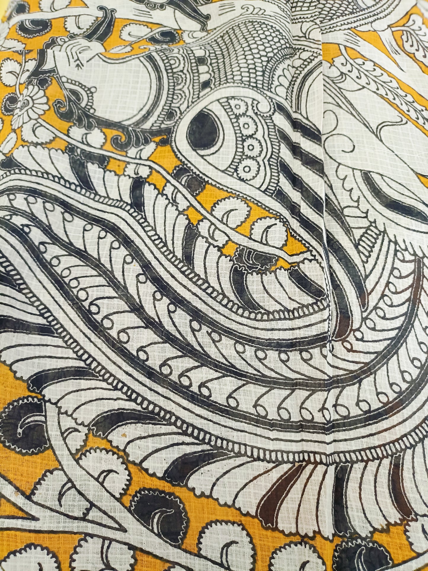 रुक्मिणी - Pure Kota Handloom Cotton Handcrafted Kalamkari Sareel