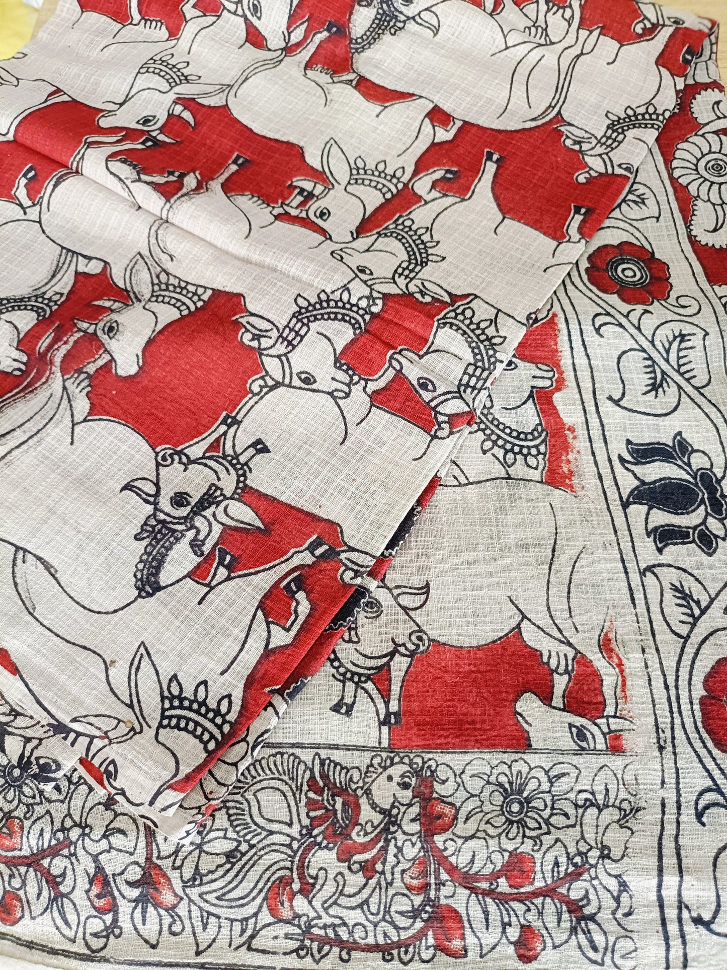 सत्यभामा - Pure Kota Handloom Cotton Handcrafted Kalamkari Saree