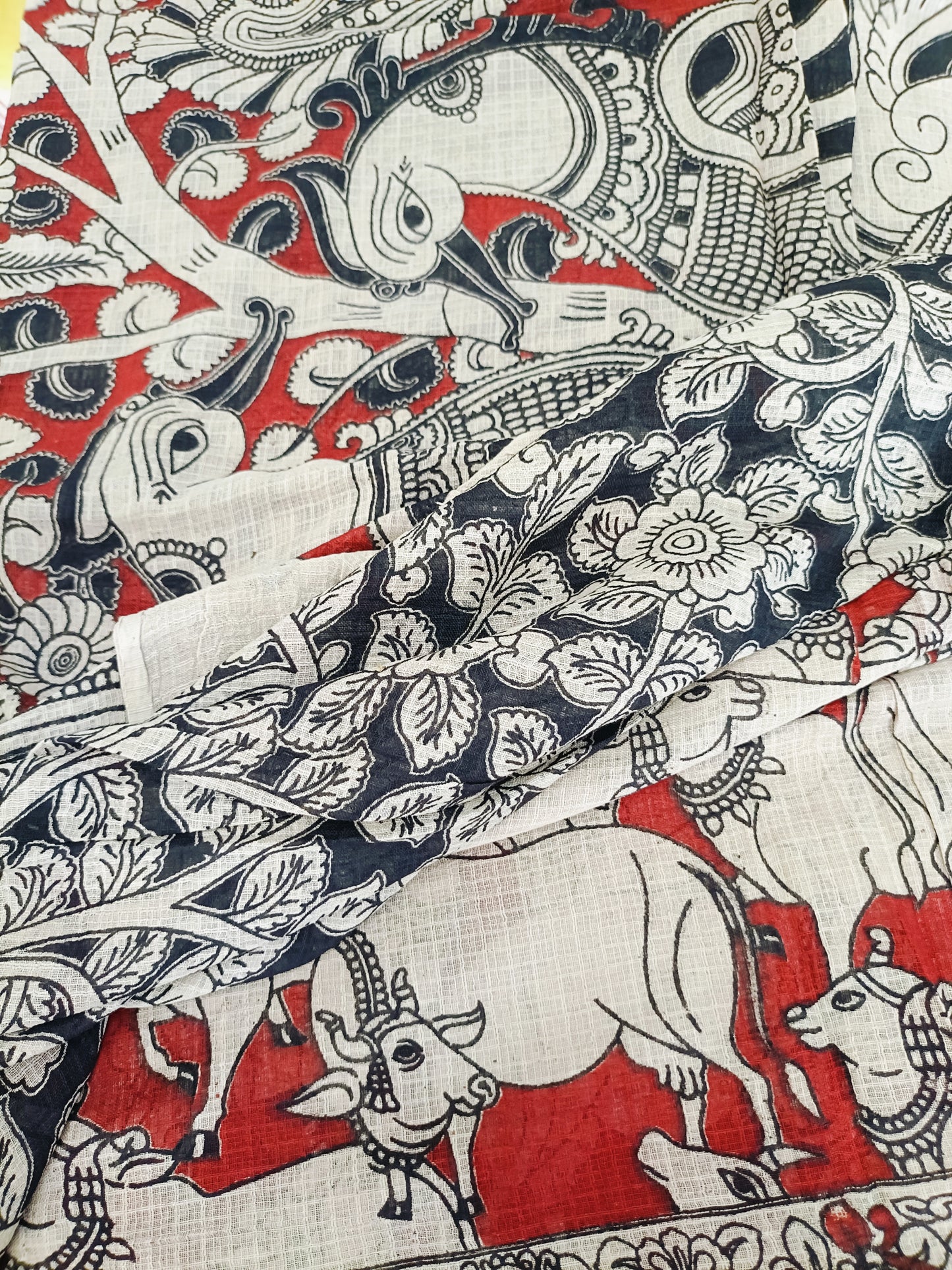 सत्यभामा - Pure Kota Handloom Cotton Handcrafted Kalamkari Saree