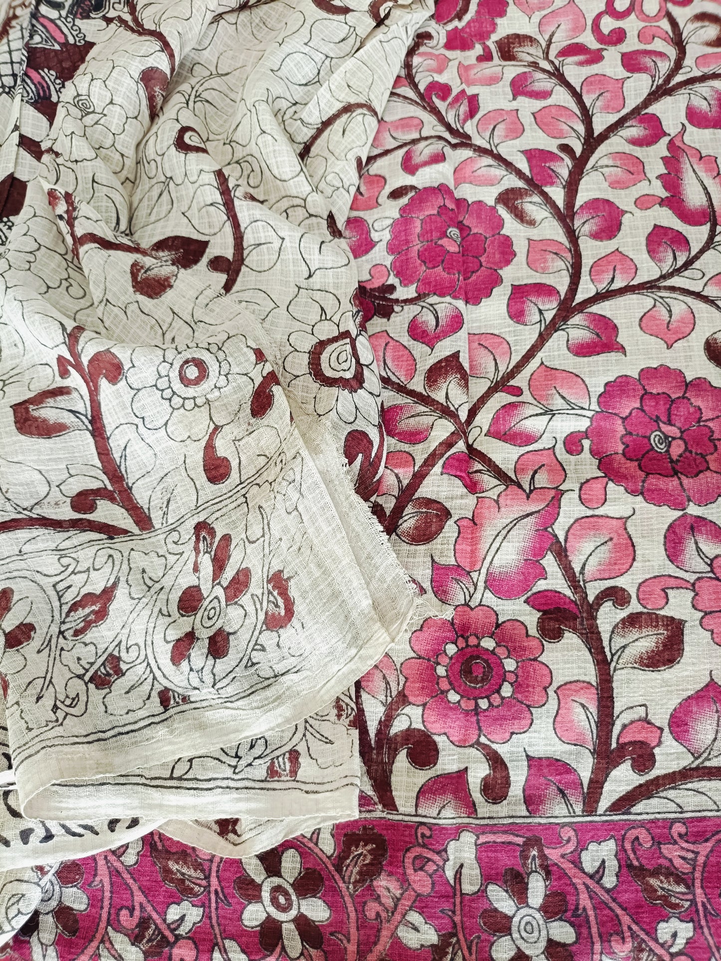 द्रौपदी - Pure Kota Handloom Cotton Handcrafted Kalamkari Saree