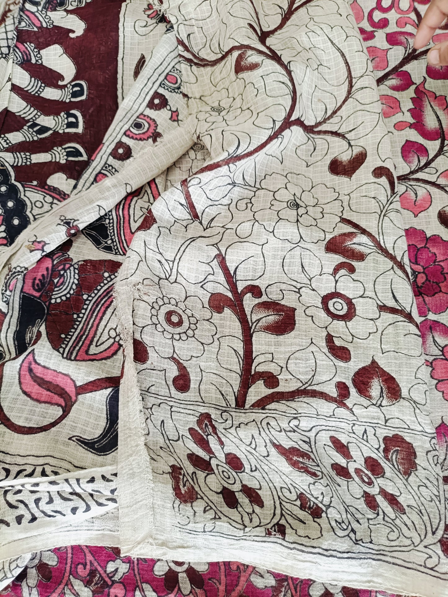द्रौपदी - Pure Kota Handloom Cotton Handcrafted Kalamkari Saree