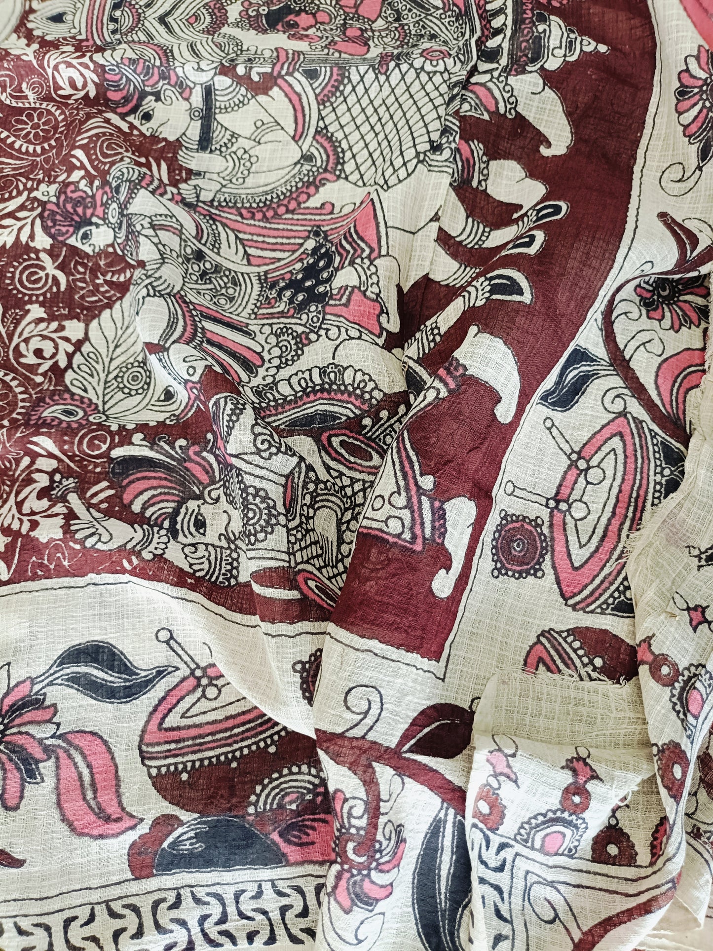 द्रौपदी - Pure Kota Handloom Cotton Handcrafted Kalamkari Saree