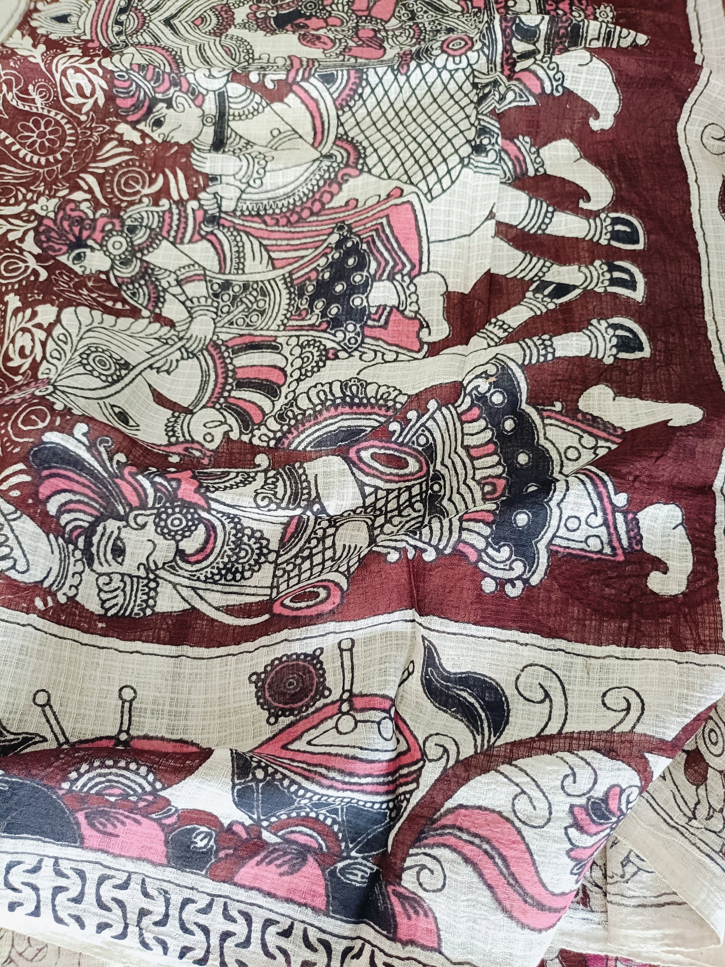 द्रौपदी - Pure Kota Handloom Cotton Handcrafted Kalamkari Saree