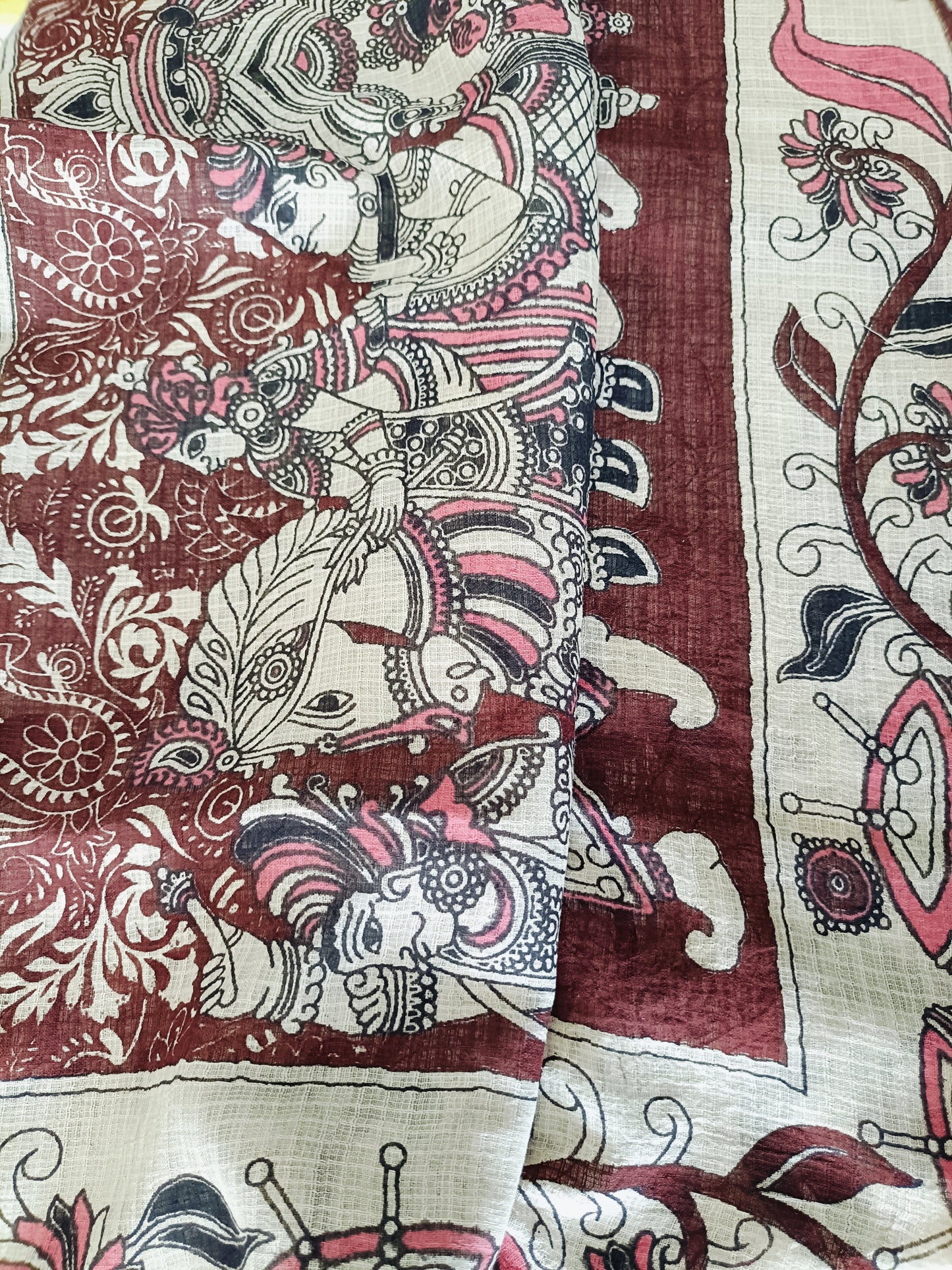 द्रौपदी - Pure Kota Handloom Cotton Handcrafted Kalamkari Saree