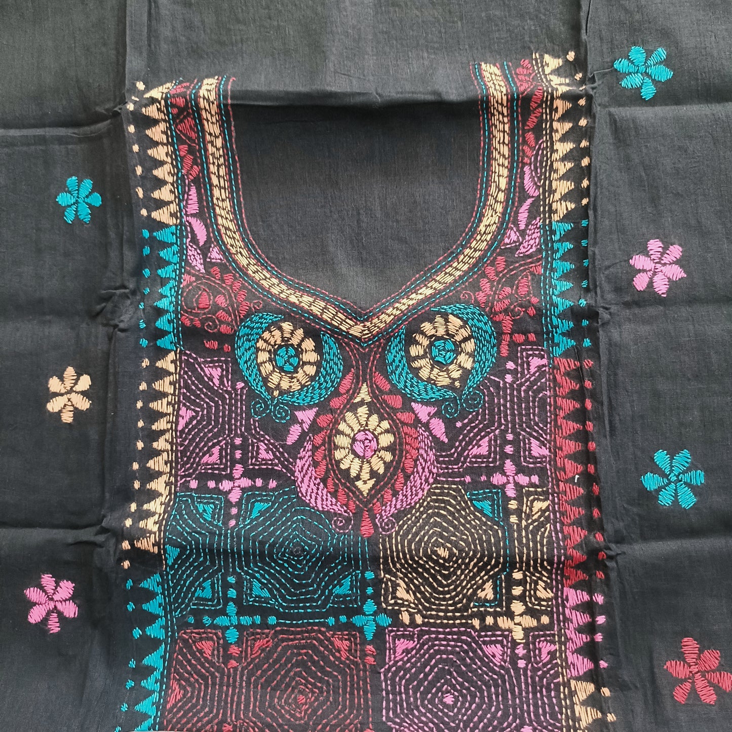 वसन्ती – Pure Cotton Kantha Stitch Kurta Fabric