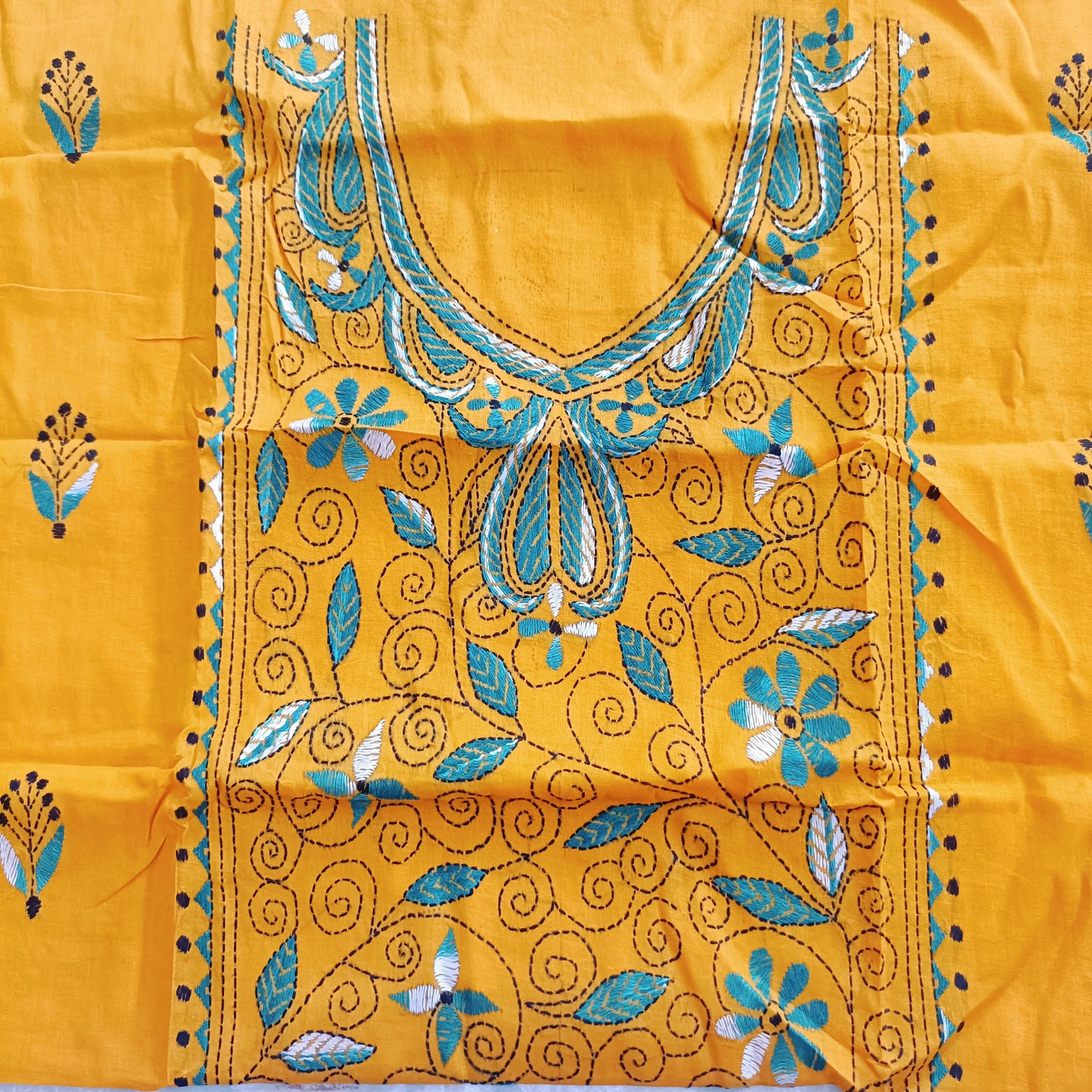 कुसुमिता – Pure Cotton Kantha Stitch Kurta Fabric