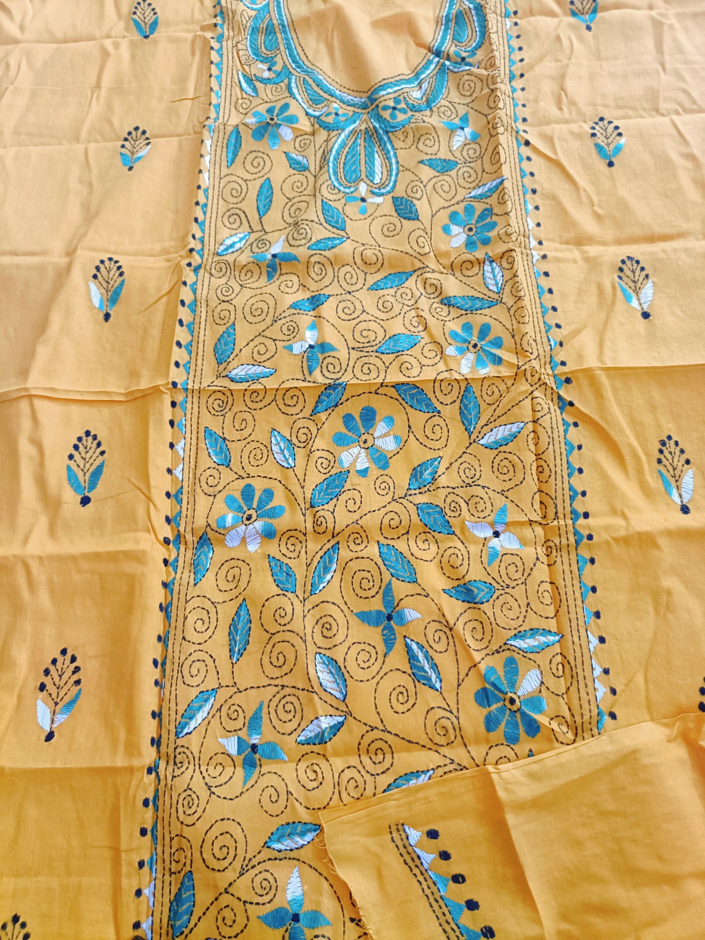 कुसुमिता – Pure Cotton Kantha Stitch Kurta Fabric