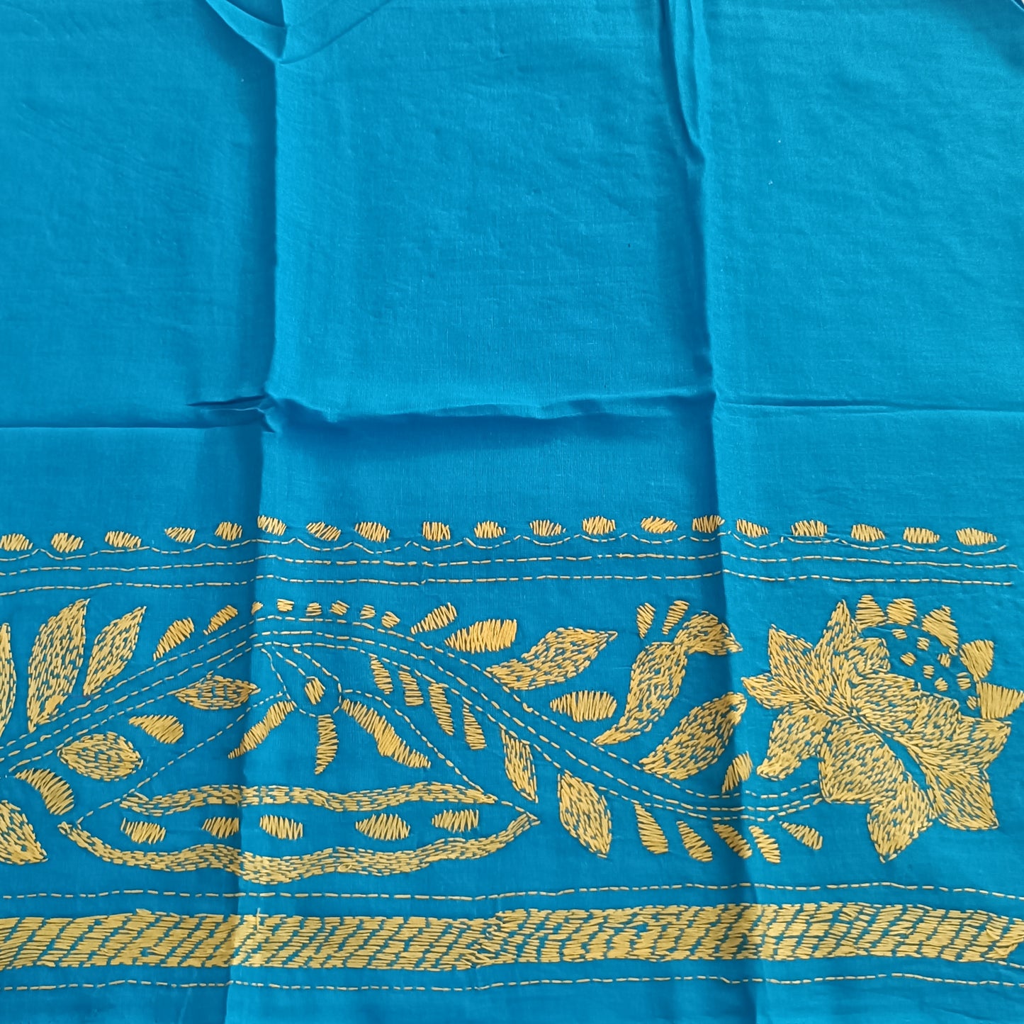 Kantha Stitch Cotton Half Work Blouse Fabric